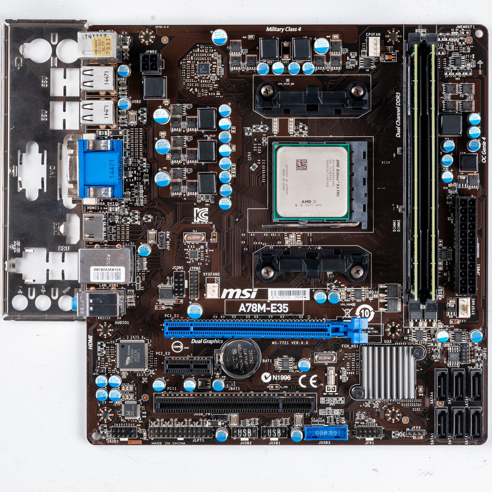 MSI A78M-E35 FM2+ MicroATX Motherboard Gaming Combo AMD Athlon 760K 8GB DDR3
