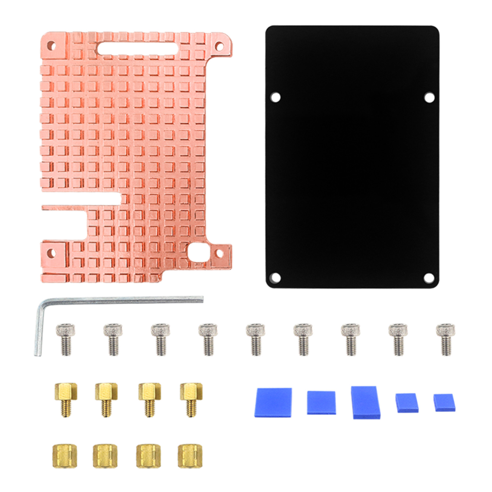 Thin Copper+Acrylic Heatsink Protective Passive Cooling Case For Raspberry Pi 4B