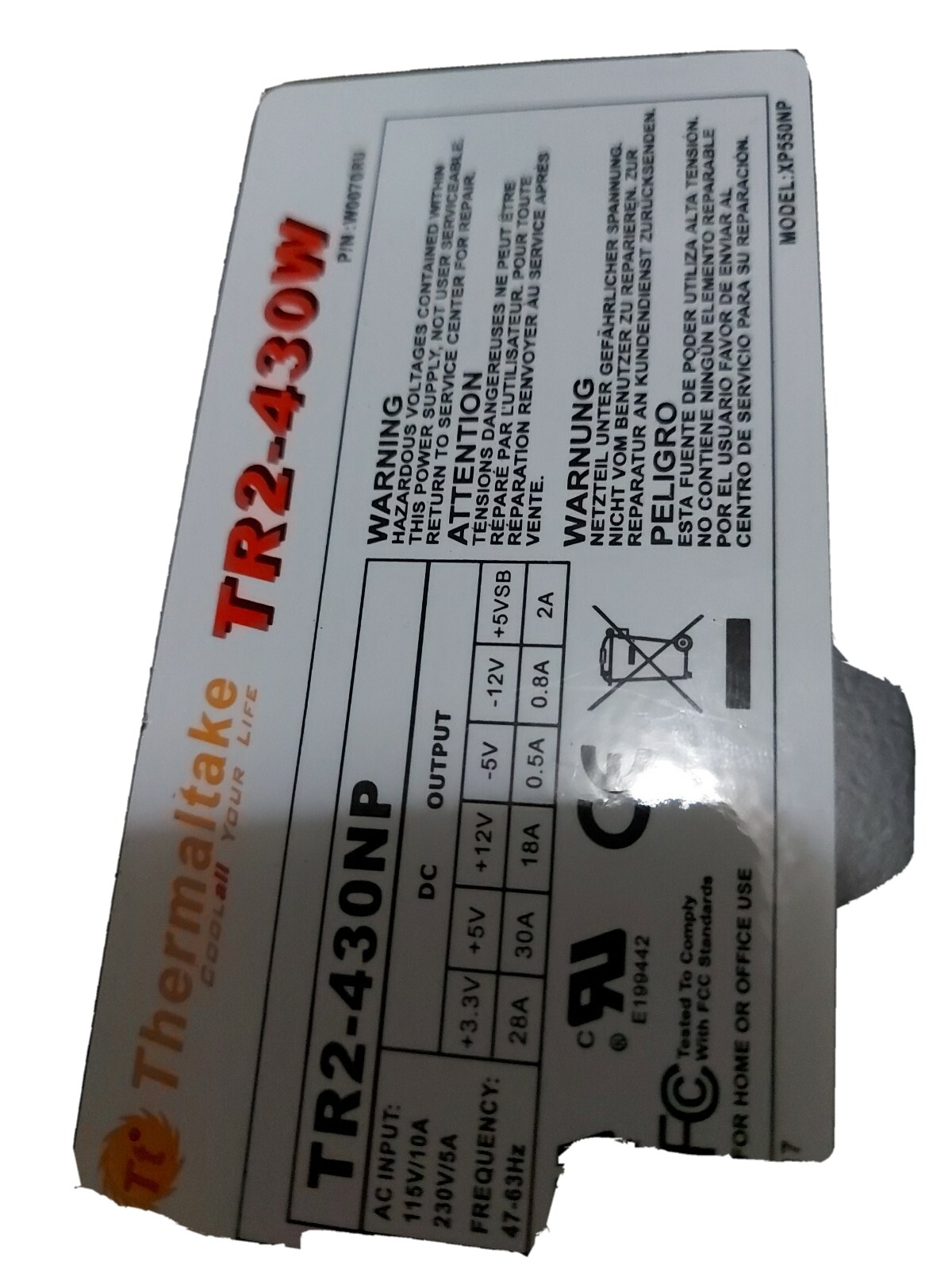 Thermaltake TR2 430W Power supply