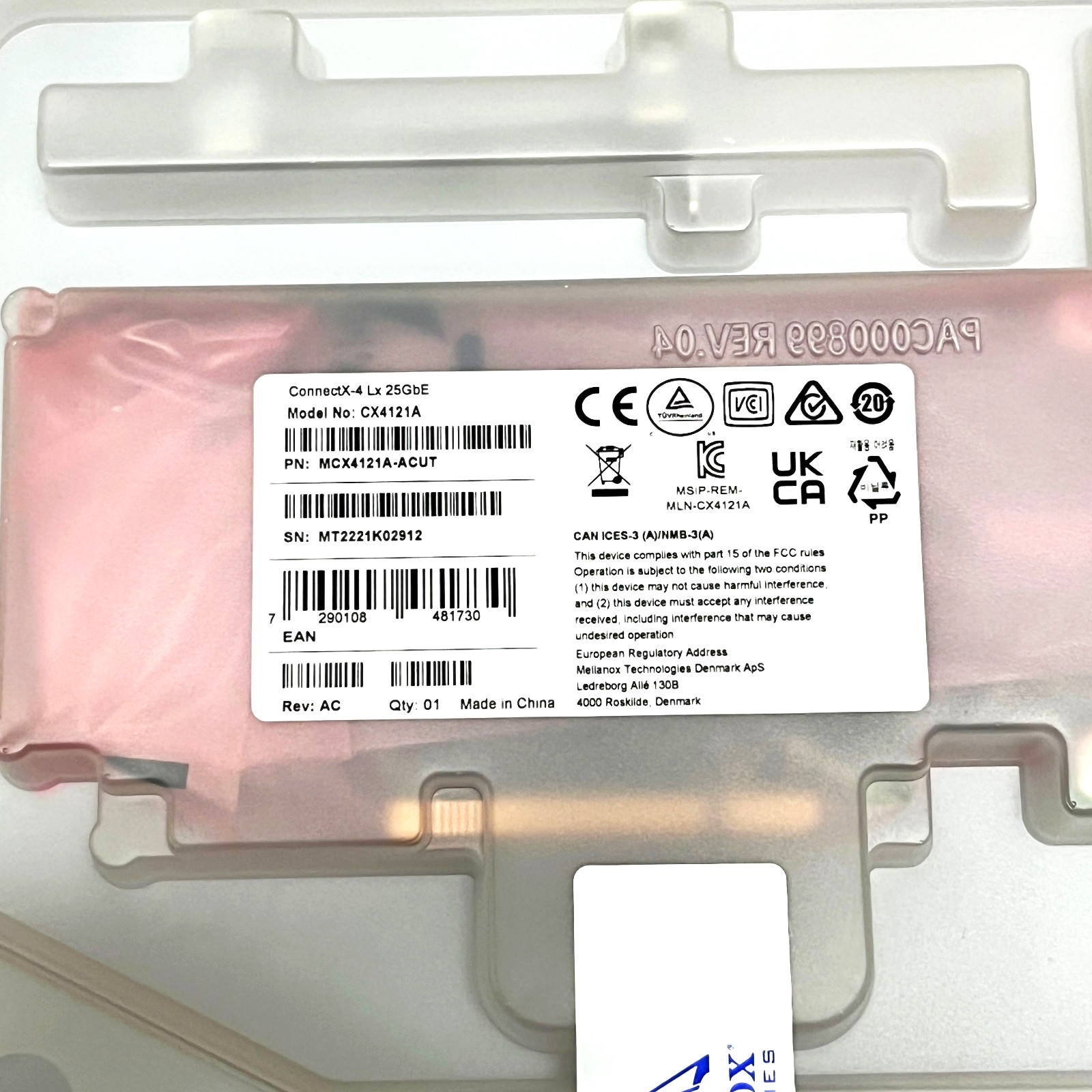 Sealed Mellanox MCX4121A-ACUT ConnectX-4 25GbE Network Interface UEFI Enabled