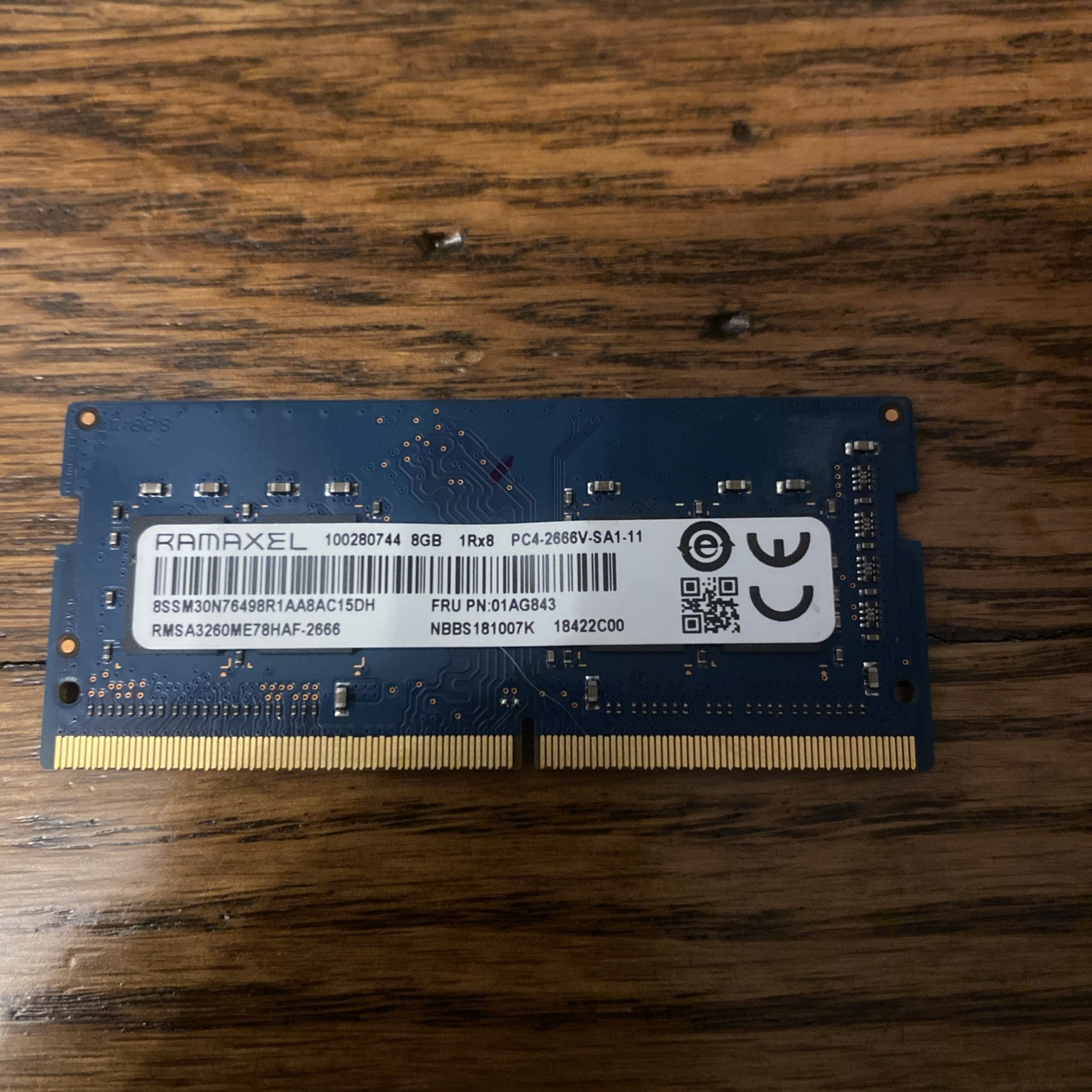 RAMAXEL 8GB 1Rx8 PC4-2666V-SA1-11 RMSA3260NA78HAF-2666 LAPTOP RAM MEMORY (K60-62