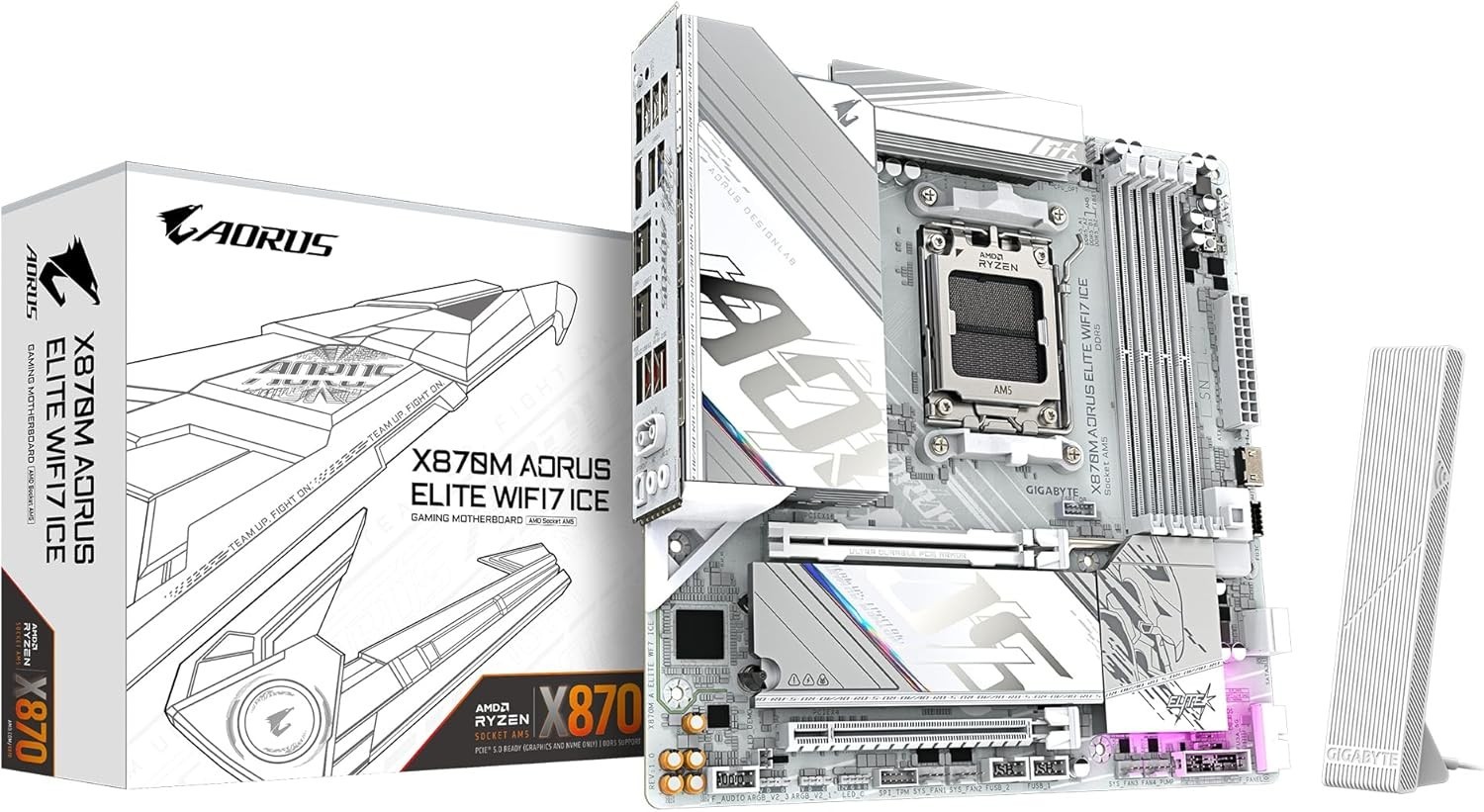 GIGABYTE X870M AORUS ELITE WIFI7 ICE Micro-ATX Motherboard White MB6798 NEW JP