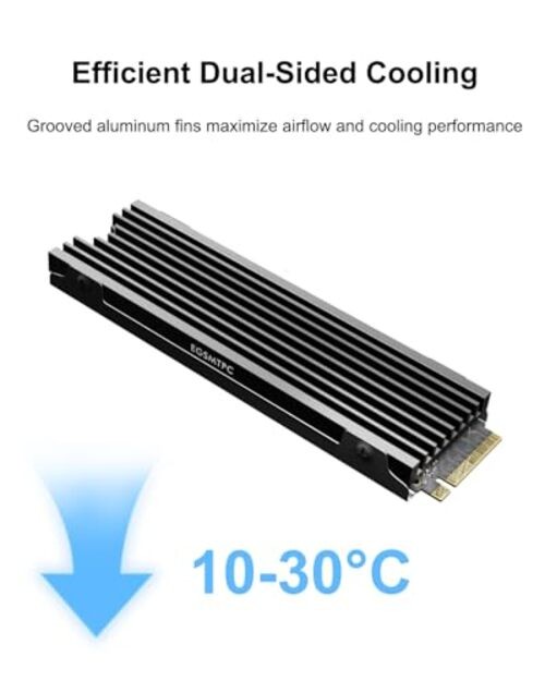 NVMe M.2 SSD Heatsink, Aluminum Heat Sink | Double-Sided Cooling with 1 Count
