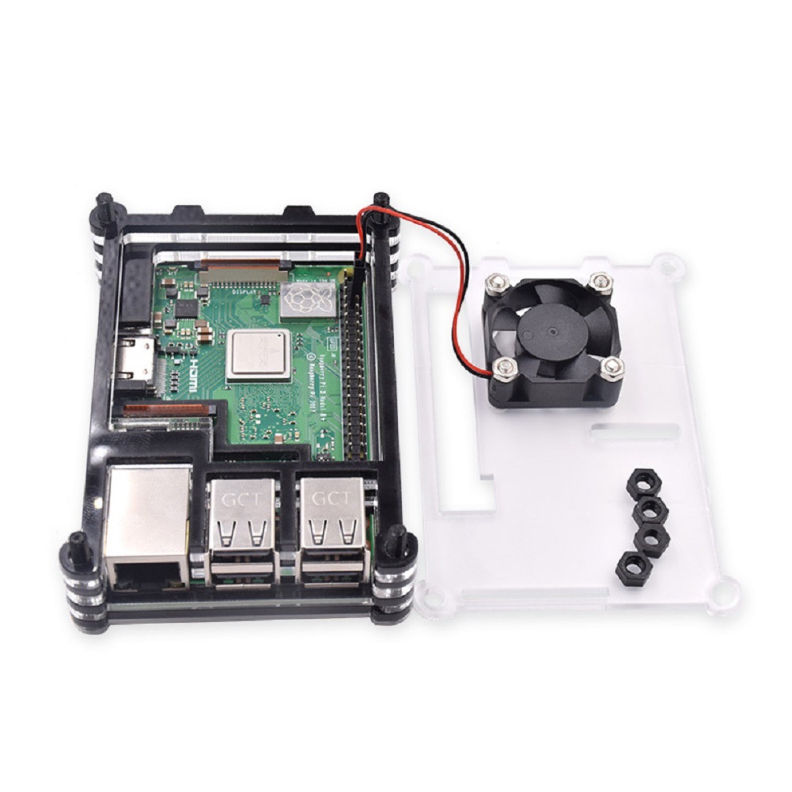 9 Layers Acrylic Transparent Case With Cooling Fan For Raspberry Pi 3B+/3B F