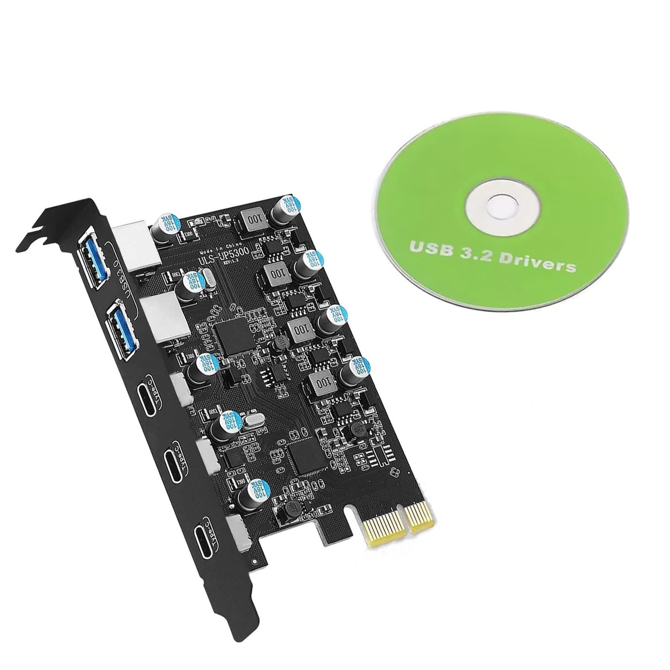 PCIe to USB 3.2 Gen 2 Expansion Card 20 Gbps Bandwidth 5 Ports 2*USB-A 3*USB-C