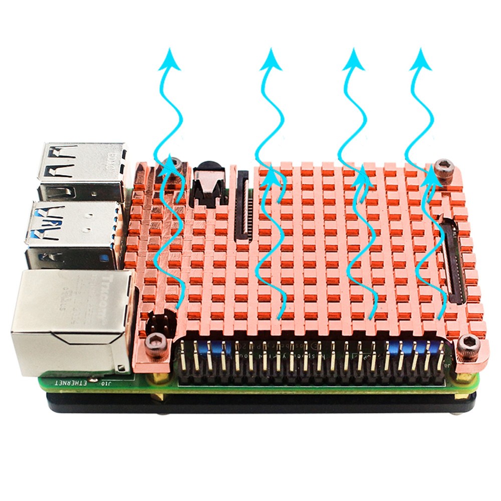 Thin Copper+Acrylic Heatsink Protective Passive Cooling Case For Raspberry Pi 4B