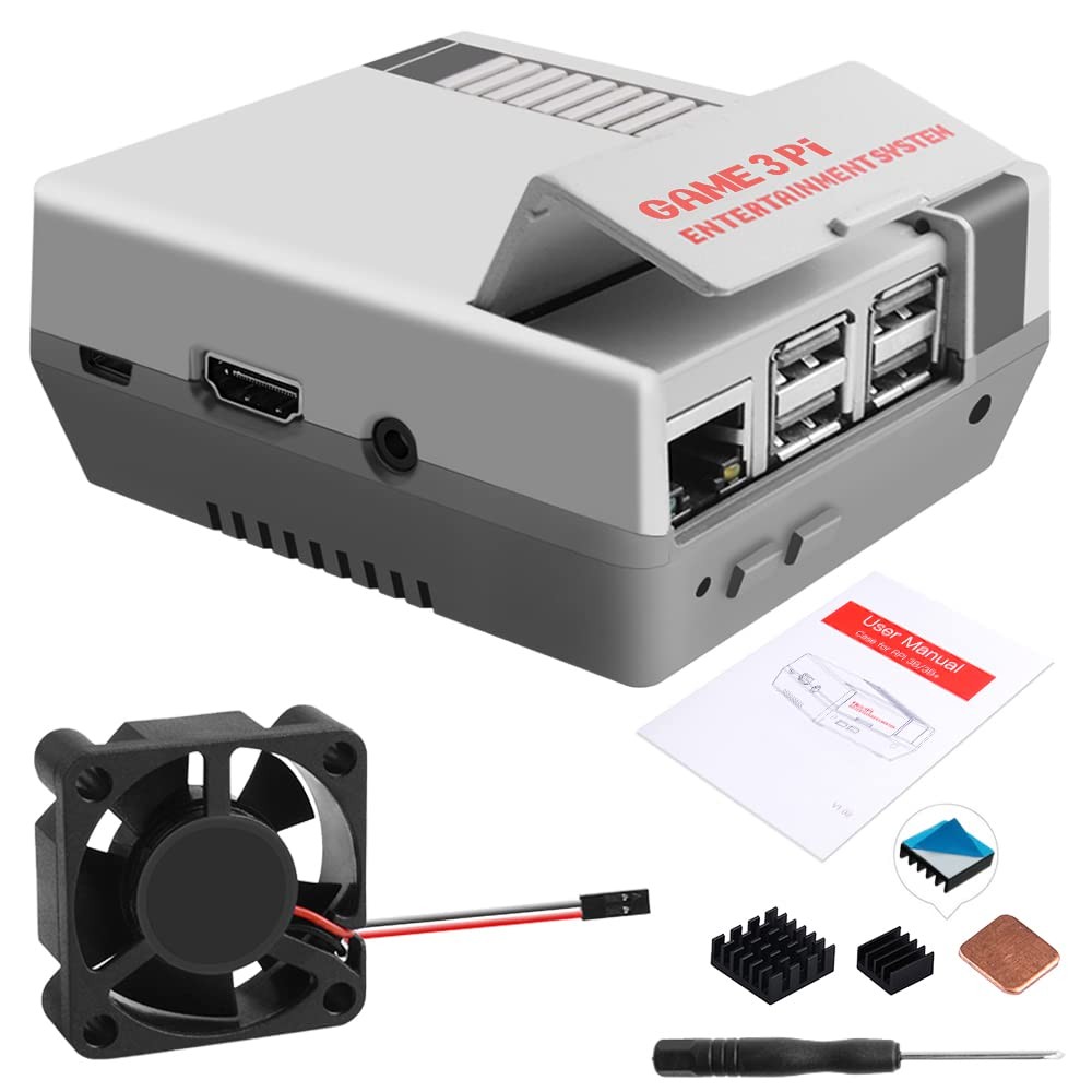 Case for Raspberry Pi 3B+ with Fan, Retro Gaming Nes3Pi Case with Cooling Fan…