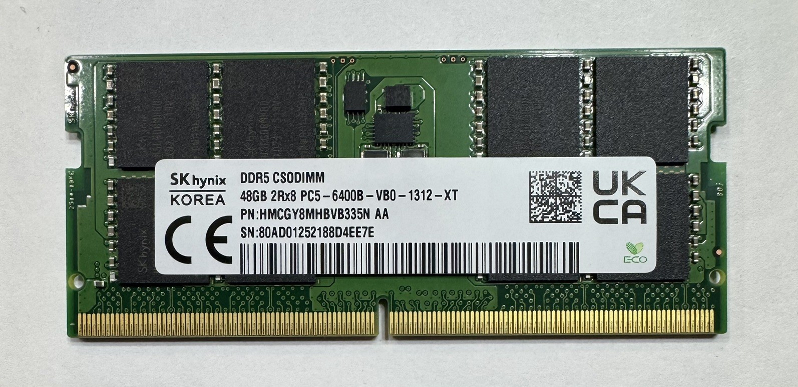 SKhynix 48GB DDR5 PC5-6400B ECC CSODIMM 2Rx8 RAM Memory HMCGY8MHBVB335N
