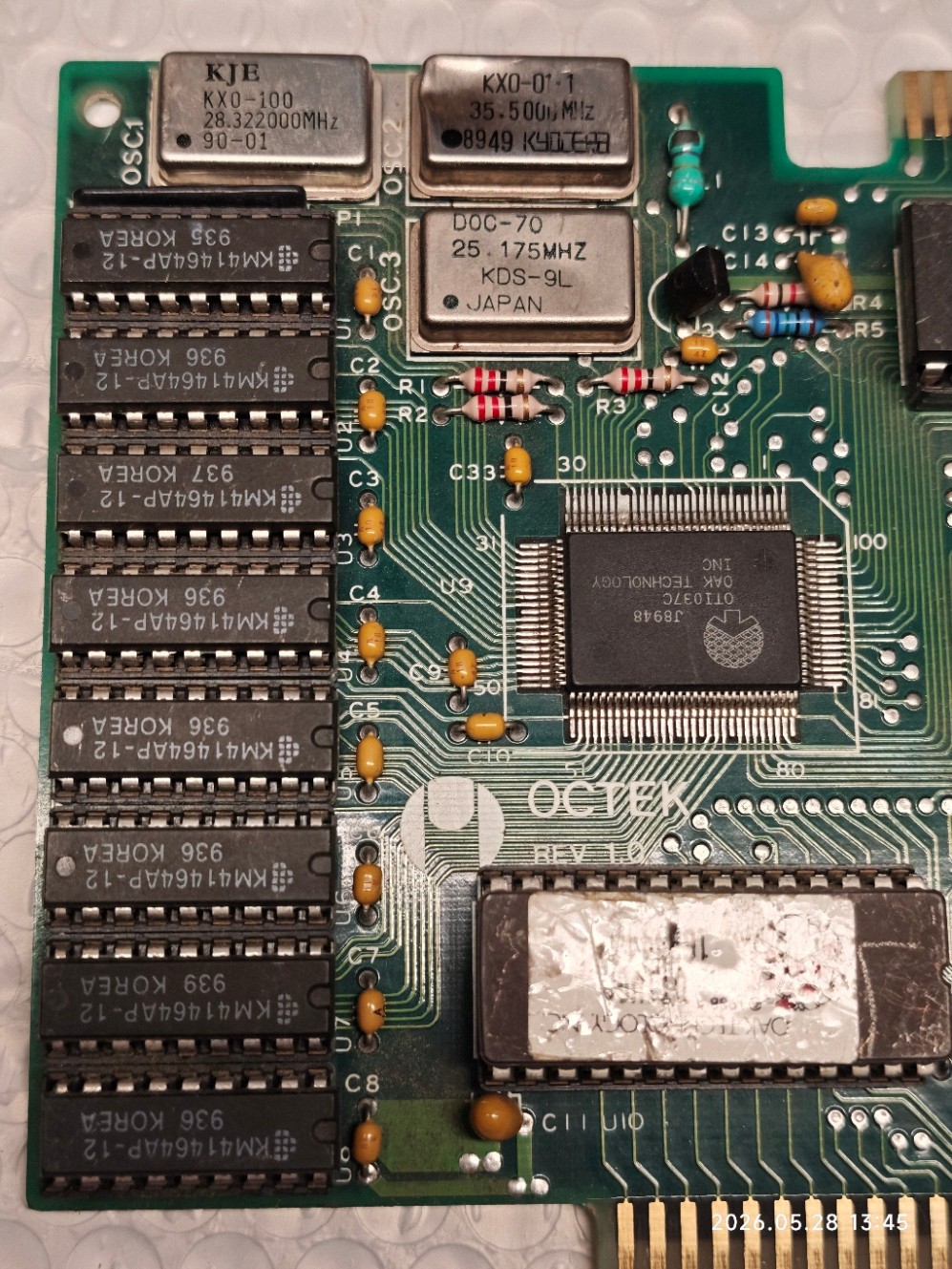 8-Bit ISA VGA/EGA Video Card Octek OTI 037C Rev 1.0 256 KB RAM