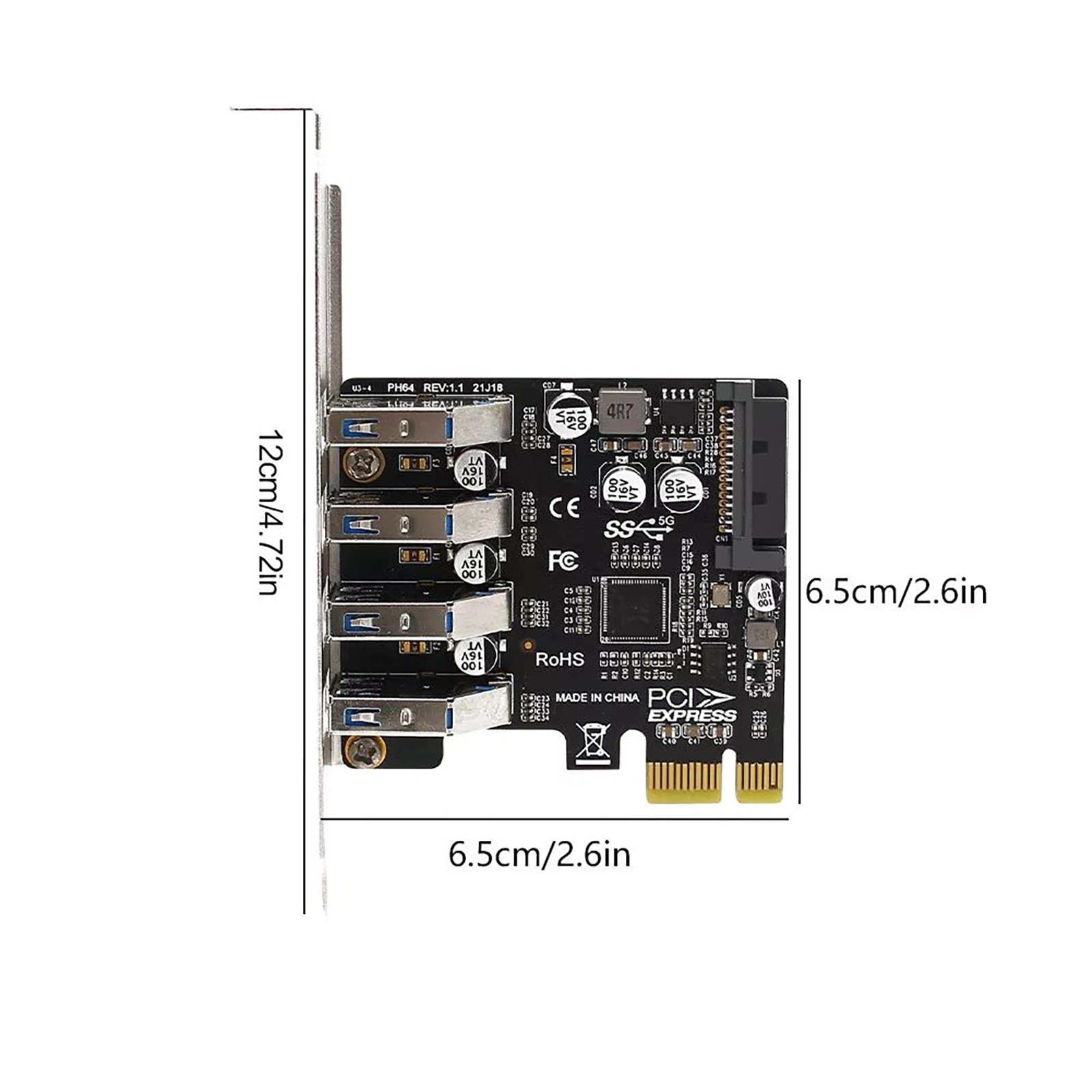4-Ports PCI-E To USB 3.0 HUB PCI Express Expansion Card Adapter 5Gbps PH64 VL805