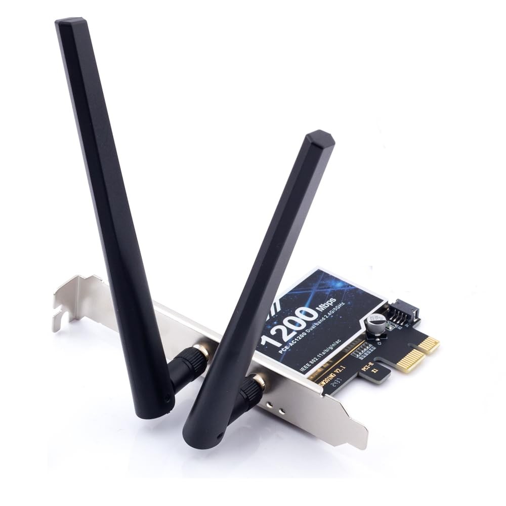 PCE-AC1200 PCI Express WiFi Card, Dual Band 2.4GHz/5GHz High Gain Antennas, B…