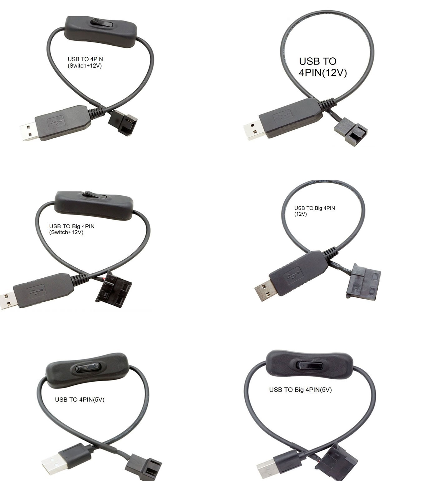 PC Heat Sink Fan USB 5V to DC 12V 3pin/4-pin Boost/Speed Control Regulator Cable