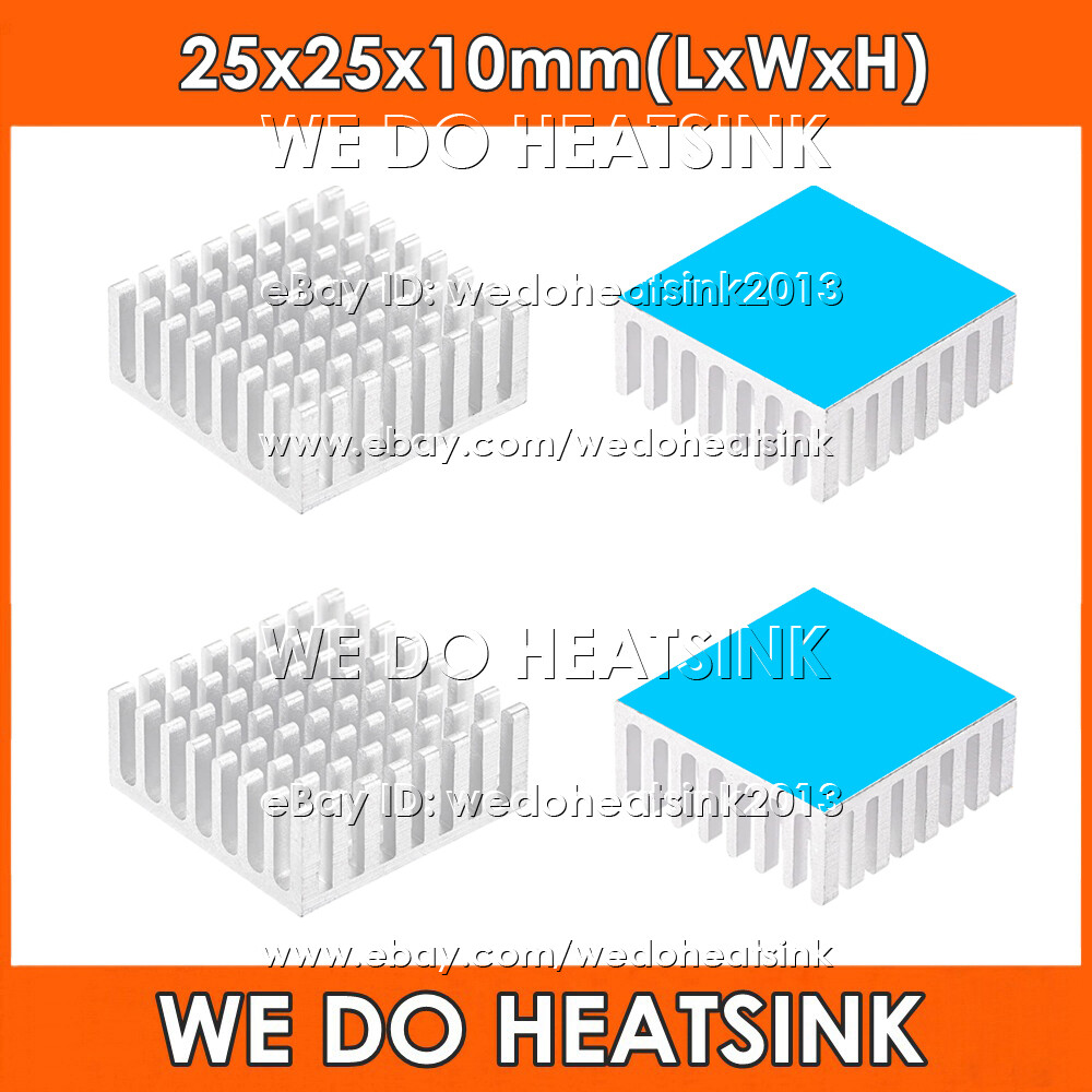 25x25x10mm Silver Slotted Heatsink Radiator Cooler With Thermal Pad for CPU IC