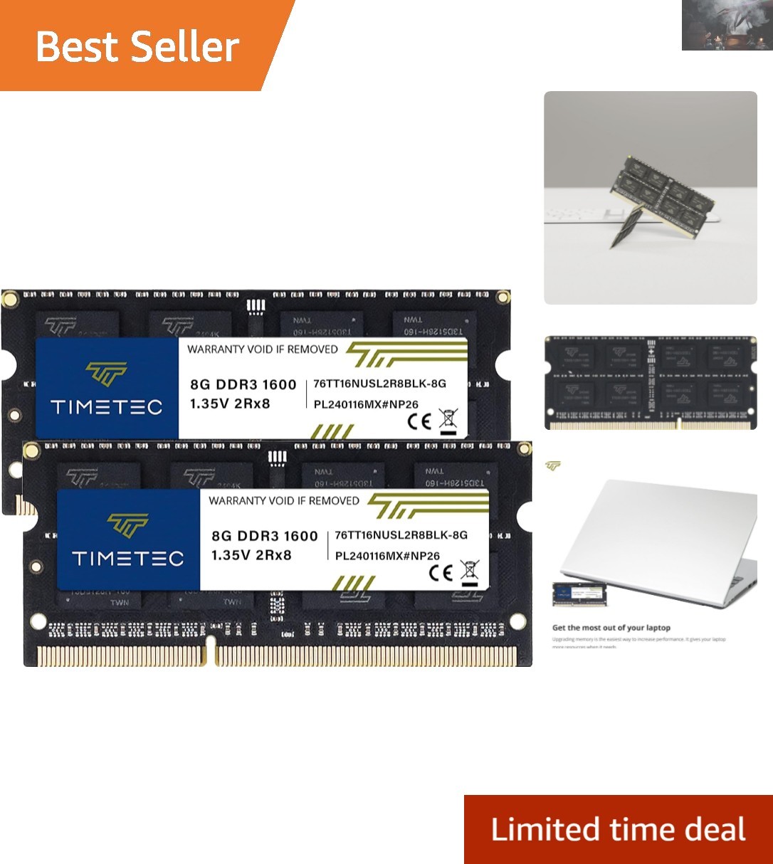 Reliable 16GB DDR3L SODIMM RAM (2x8GB) – 1600MHz for Enhanced Productivity