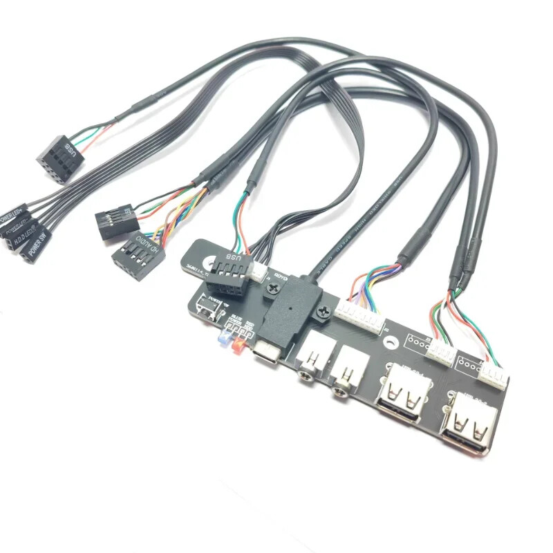 Data Transfer ITX Mini Computer Cable 9P USB 3.0 TYPE-C 3.5mm Audio Switch Cord