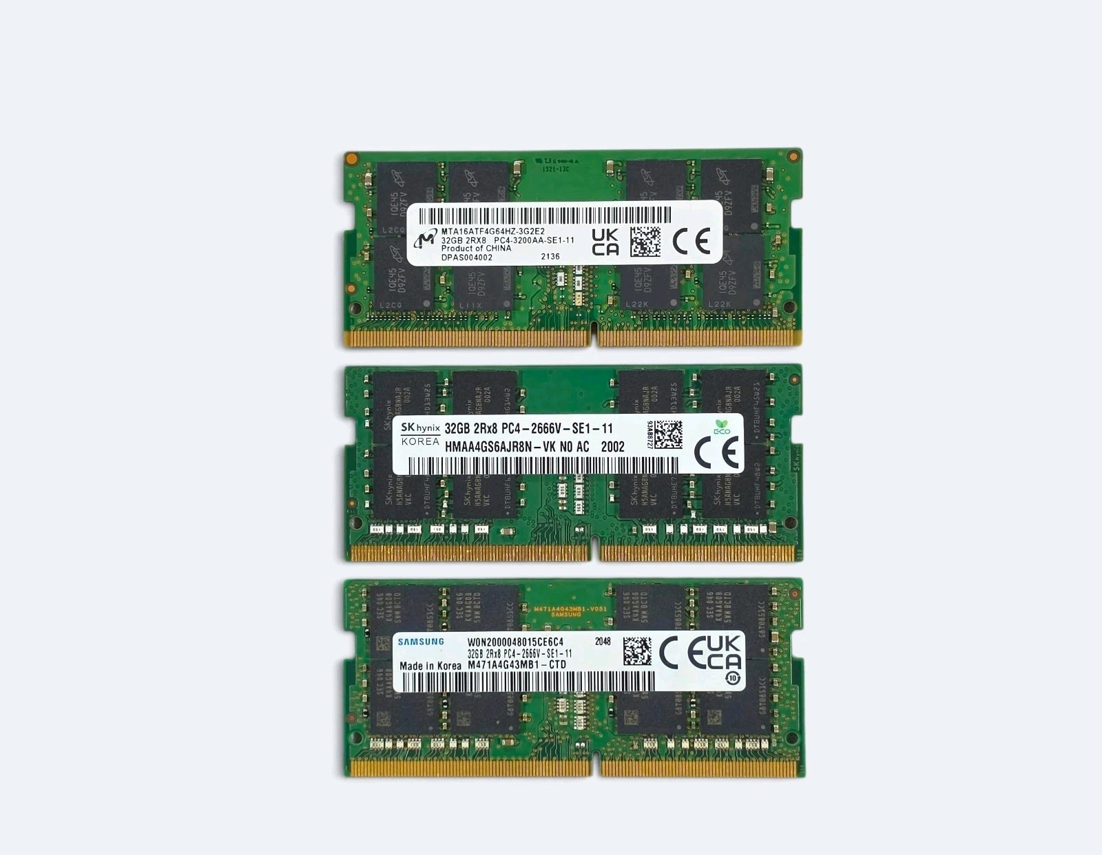 Lot Of 3x Micron/SKhynix/samsung 32gb Ddr4 3200/2666 Sodimm Laptop/Mini PC 🔥