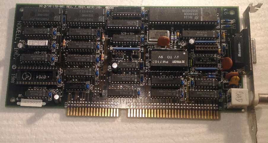(Lot of 2) Vintage IBM PC (Novell) Expansion/Network Card, Dual Connectors