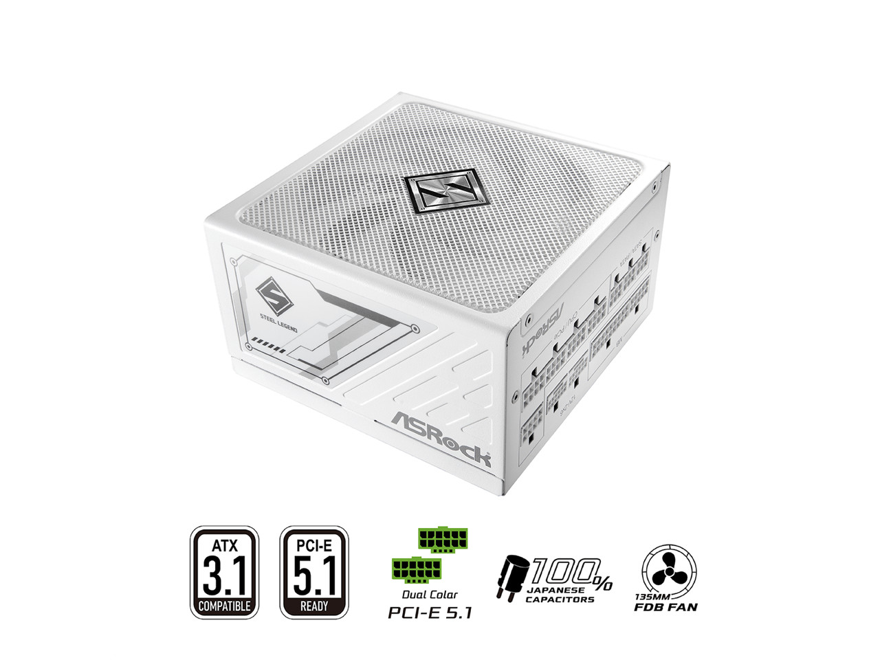 ASRock Steel Legend SL-1200GW 1200W 80 PLUS GOLD & Cybenetics PLATINUM Full