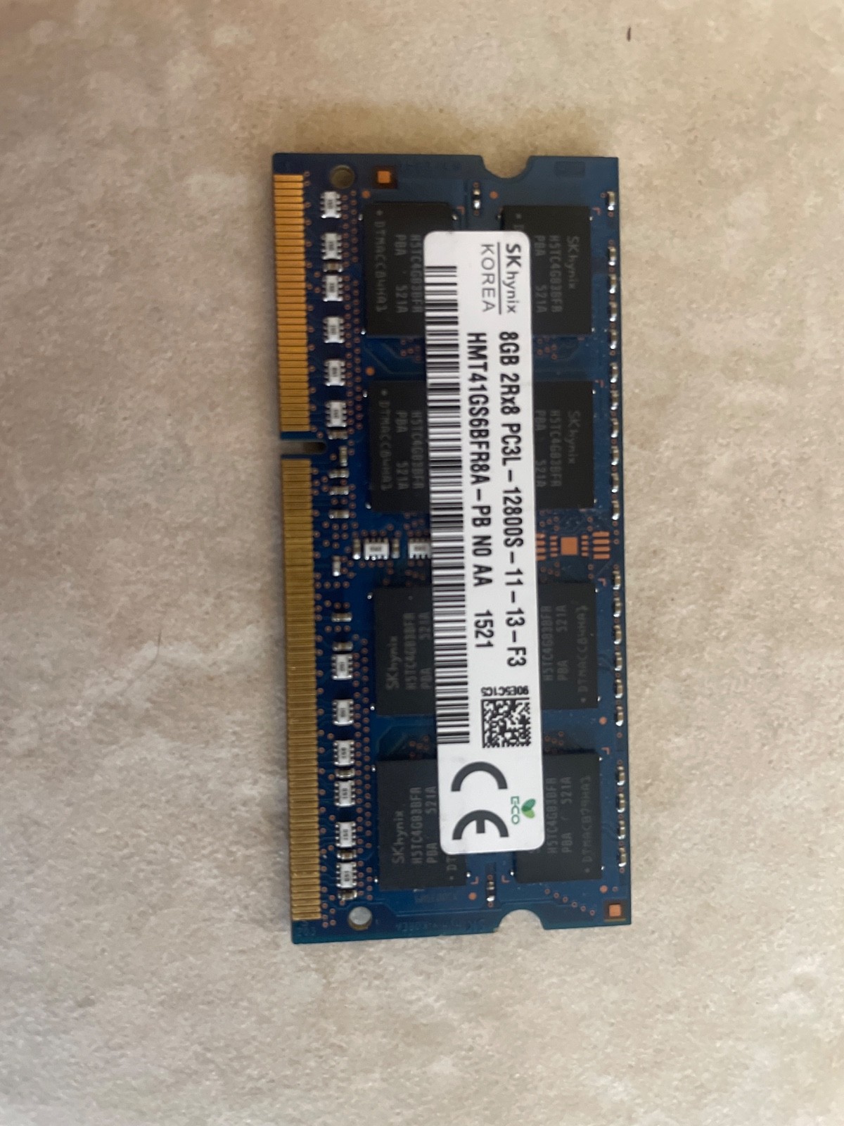 SK Hynix 8GB 2Rx8 PC3L-12800S -11-13-f3 DDR3 1600MHz Laptop RAM
