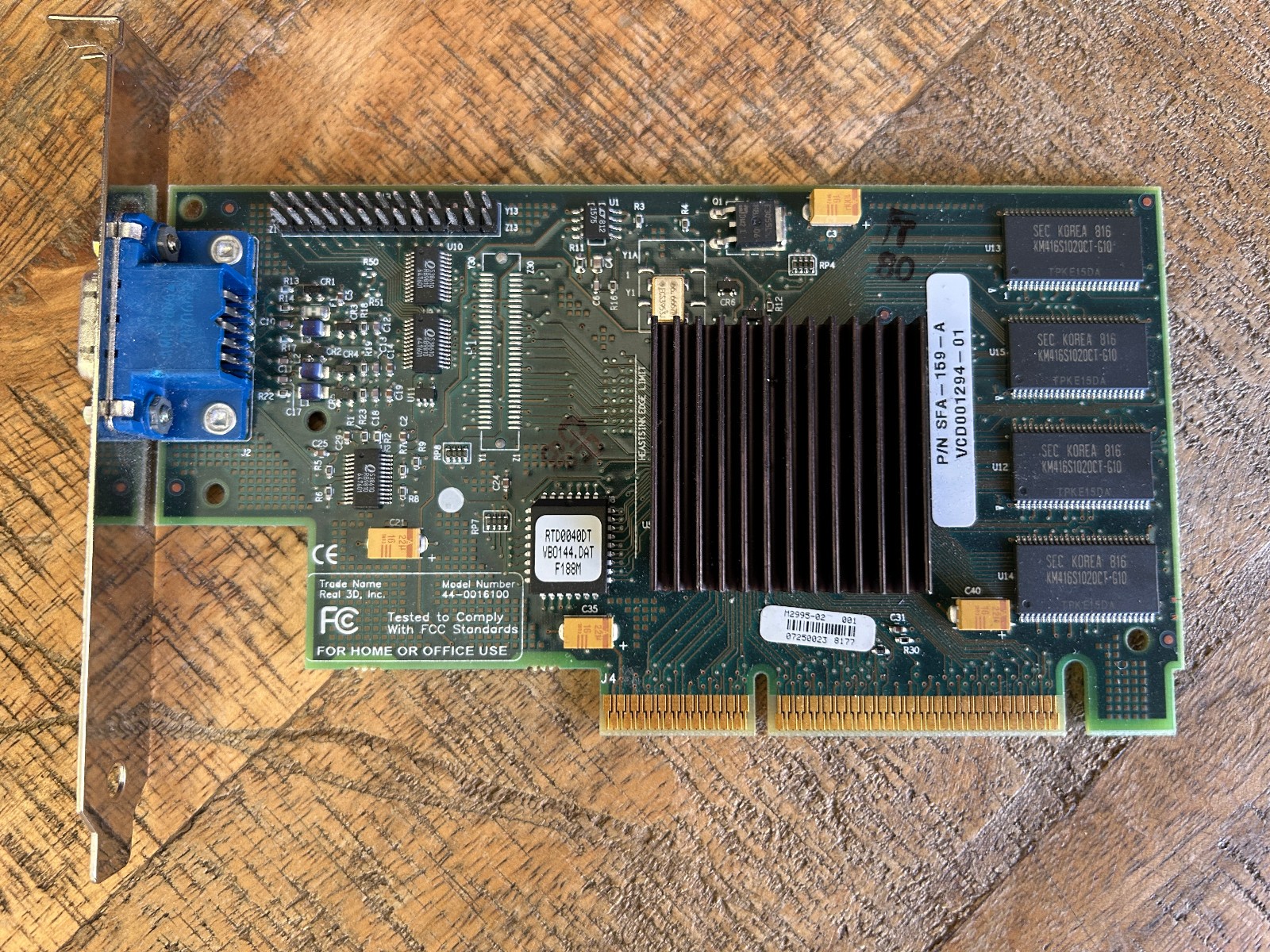 Real3D StarFighter Intel i740 AGP 8MB Video Card 44-0016100 SFA-159-A Retro GPU