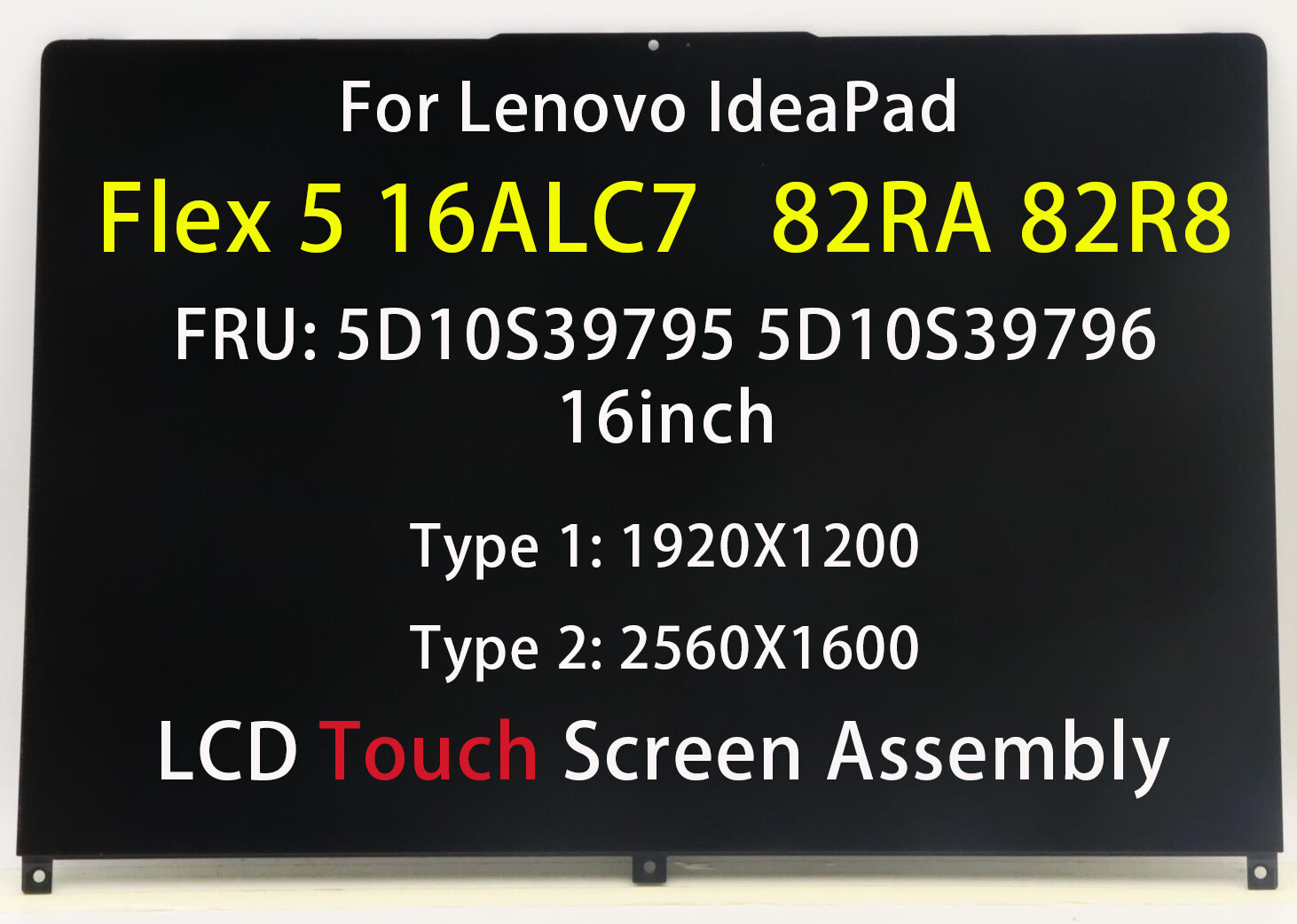 16inch For Lenovo IdeaPad Flex 5 16ALC7 IPS LCD LED Touch Screen Assembly