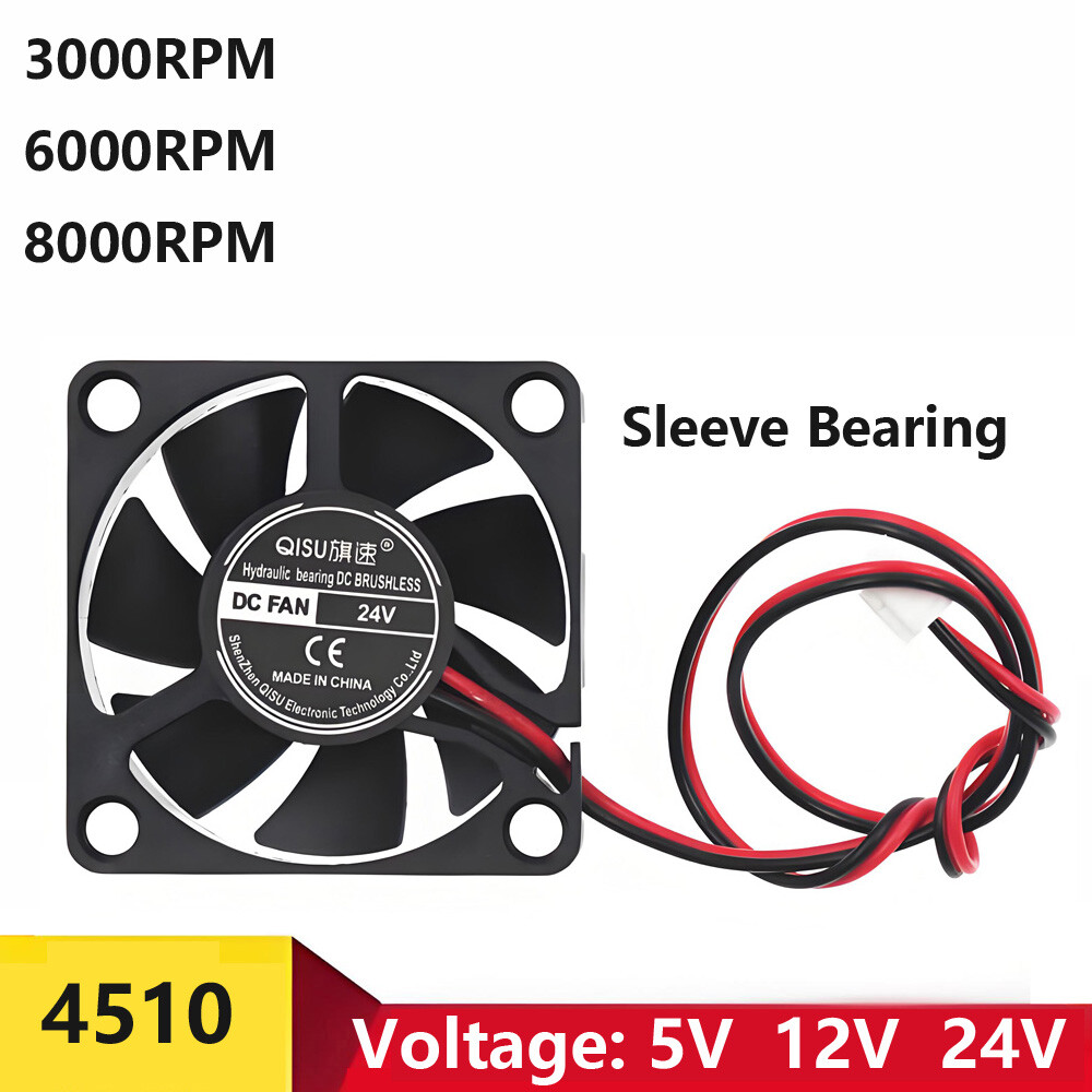 4510 DC Brushless 24V /12V /5V Sleeve Bearing Silent High Rotation Cooling Fan