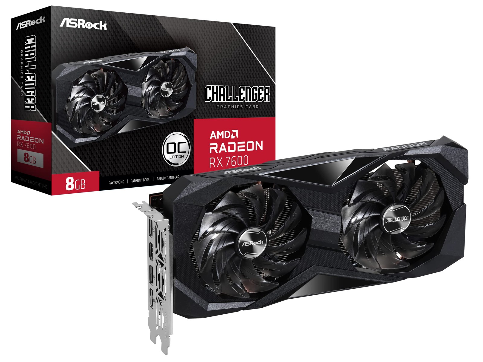 ASRock RX7600 CL 8GO Radeon RX 7600 Challenger 8GB OC Graphics Card