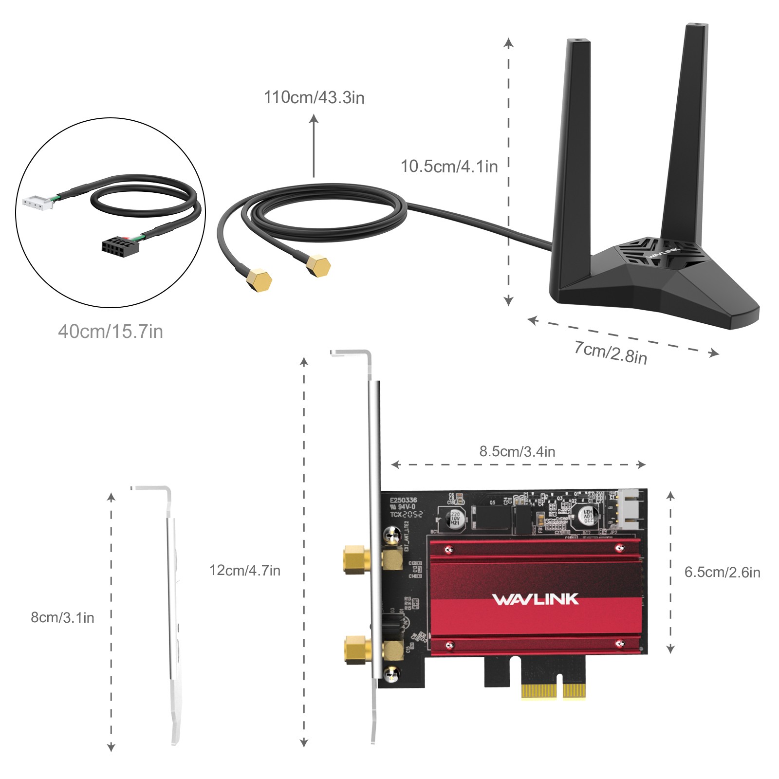 Tri-Band BE200 Wireless Adapter BE8800 WiFi 7 PCIe Network Card for Desktop PC