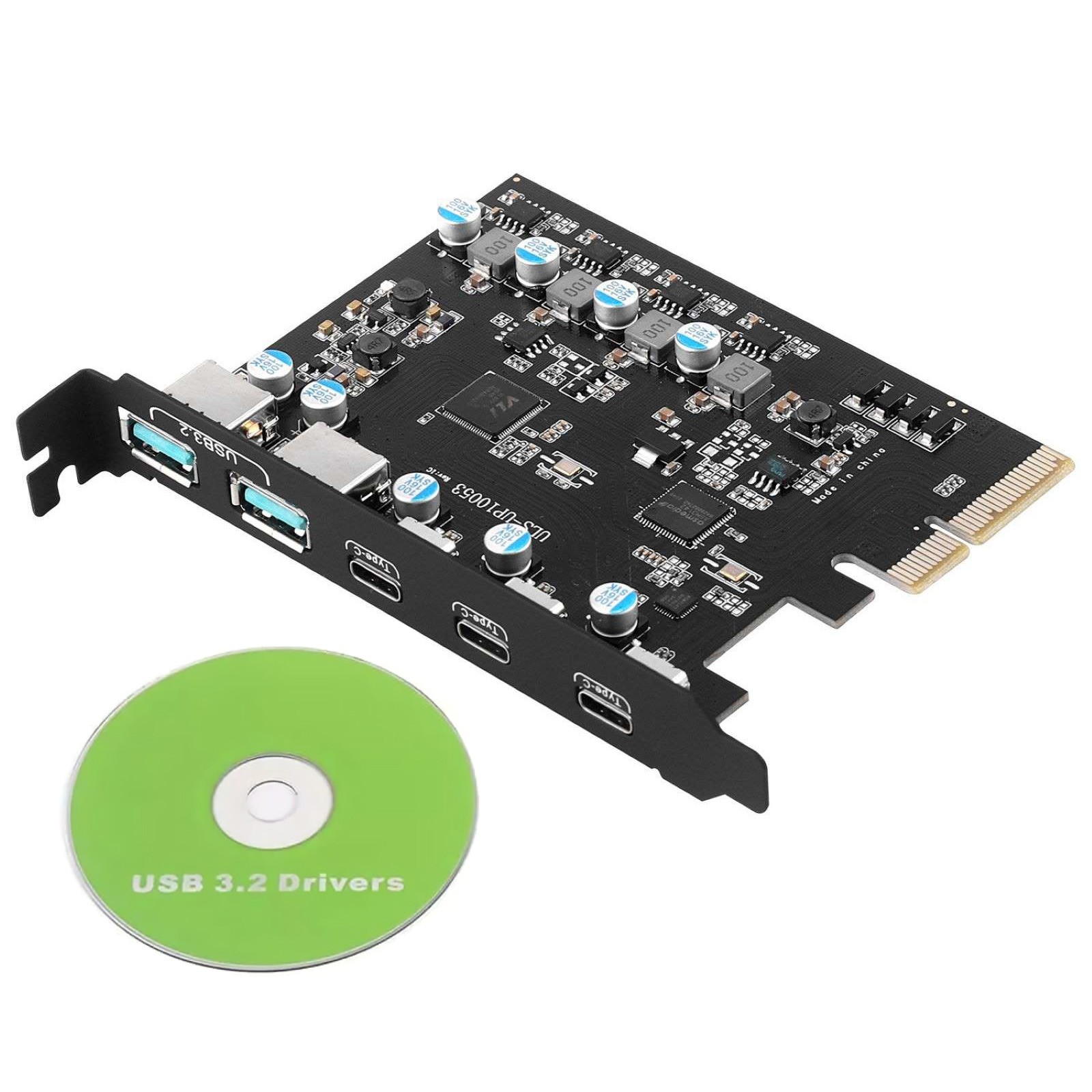 PCIe to USB 3.2 Gen 2 Expansion Card 20 Gbps Bandwidth 5 Ports 2*USB-A 3*USB-C