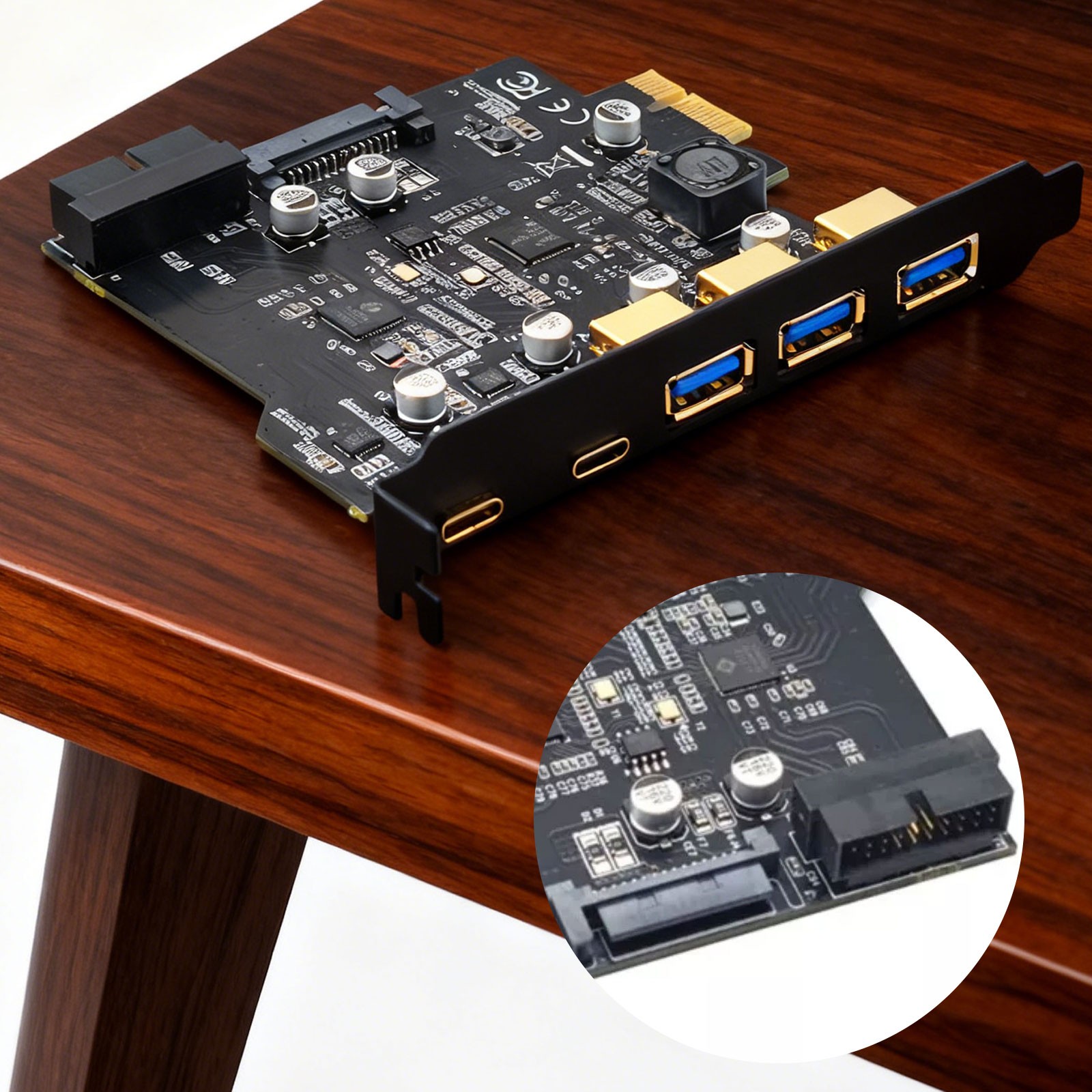 USB3.2 GEN1 PCI-E Expansion Card 5 Ports 2*Type-C 3*USB-A 19 Pin Connector 5Gb0d