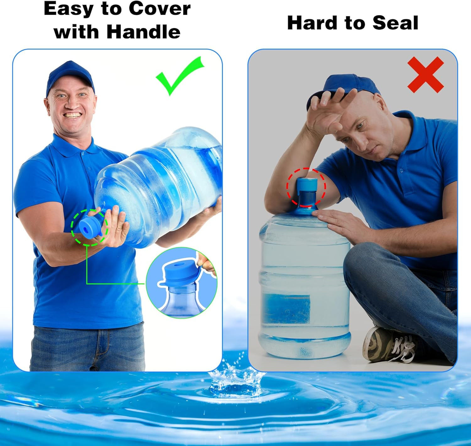 [4 PACK] 3 & 5 Gallon Water Jug Caps – 55Mm Silicone Reusable Replacement Lids f