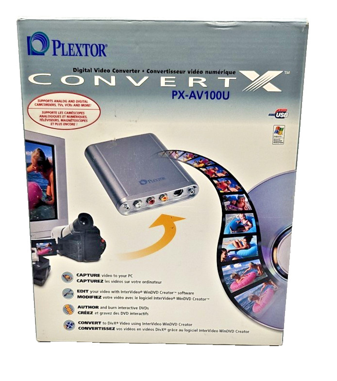 Plextor ConvertX PX‑AV100U Digital Video Converter USB Capture New Sealed