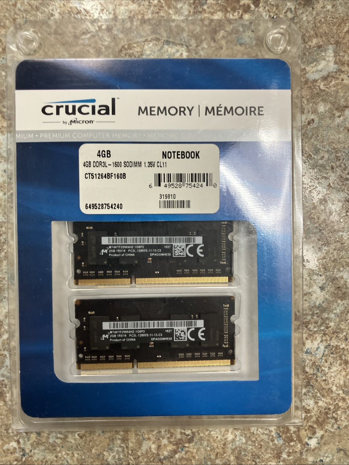 2 Crucial CT51264BF160B 4GB DDR3 PC3-12800 SODIMM Memory RAM USA 4GB Brand New