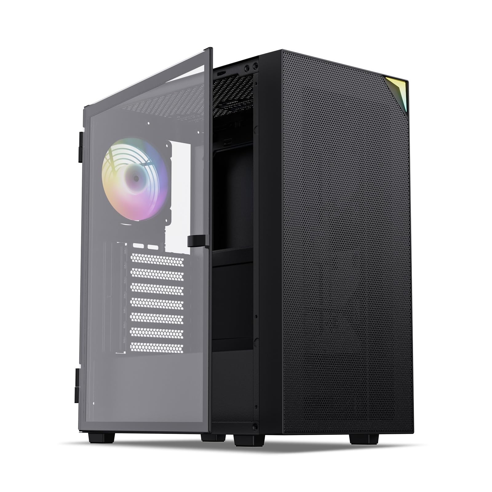«AL800 Full Tower PC Case – Tempered Glass, ARGB Fan, E-ATX Support – Black»