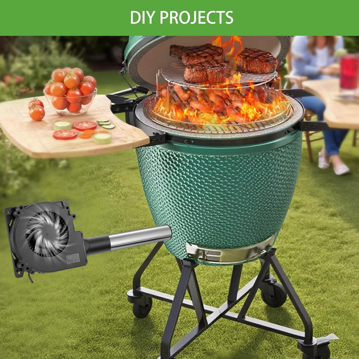 120Mm X 32Mm Small BBQ 12V Electric Blower Fan with Controller for Squirrel Cage