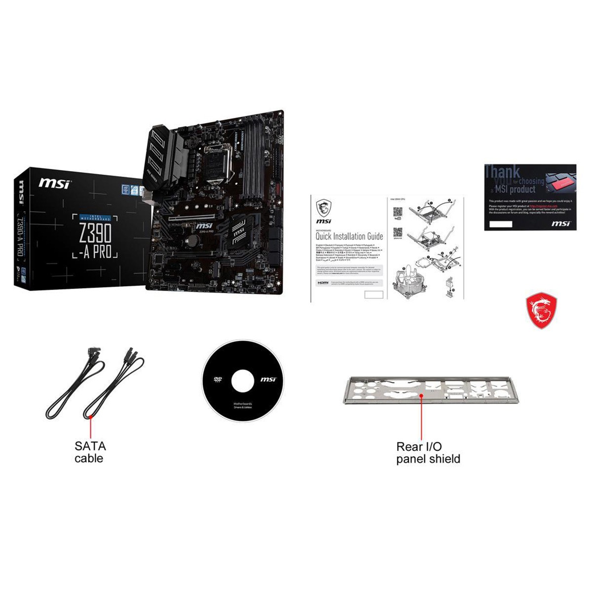 MSI Z390-A PRO LGA 1151 DDR4 300 Series Intel Z390 SATA 6Gb/s ATX Motherboard