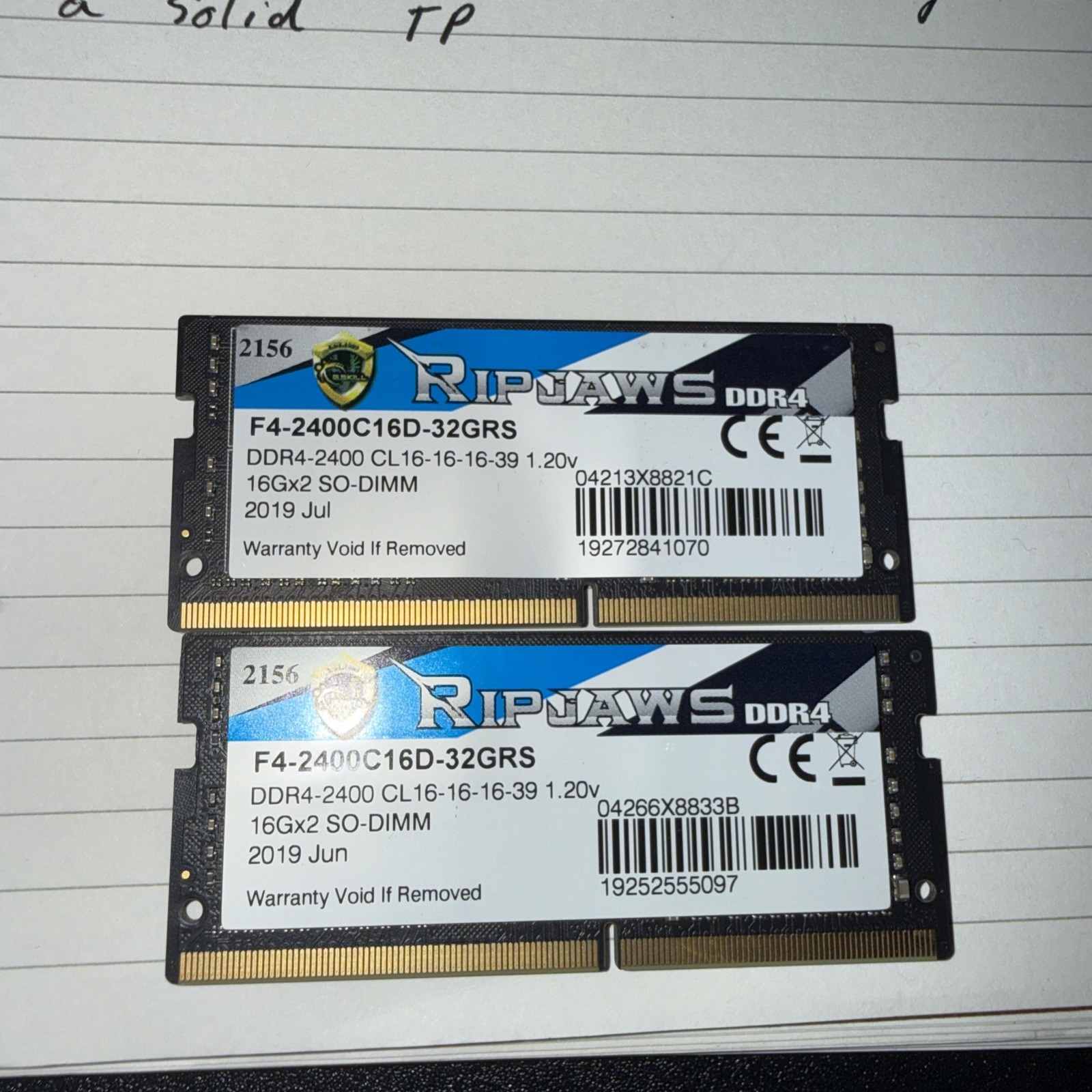 G. Skill Ripjaws 32GB (2x16GB) DDR4-2400 SO-DIMM RAM F4-2400C16D-32GRS