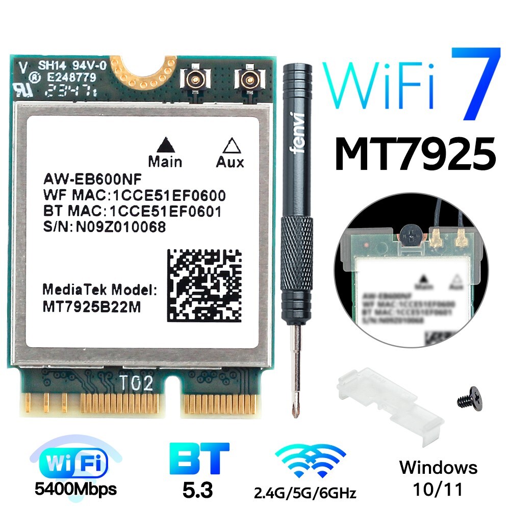 WiFi 7 MT7925 M.2 Key E Card 5400Mbps MT7925B22M Tri-band BT5.3 Wireless Adapter