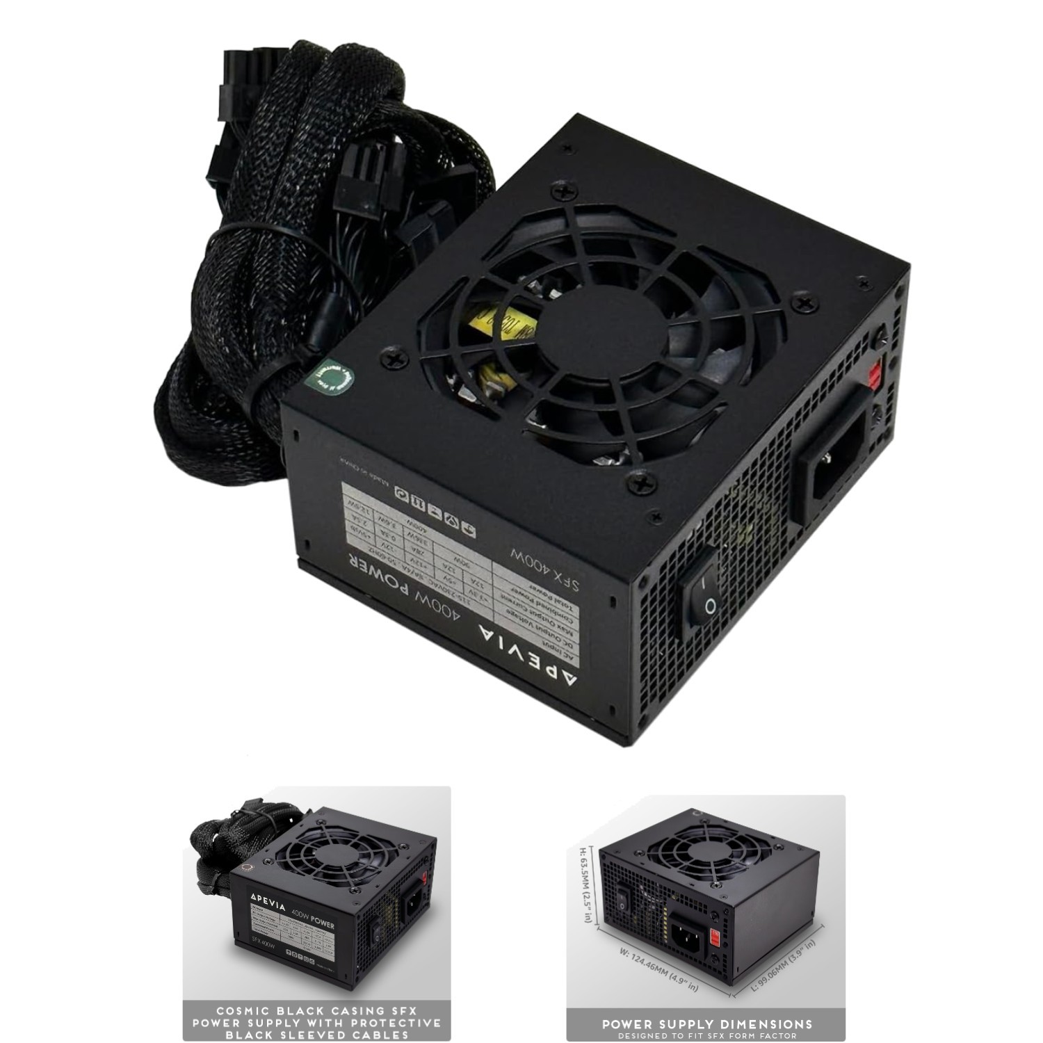 SFX-AP400W 400W Compact Power Supply for Mini ITX and Micro ATX Systems