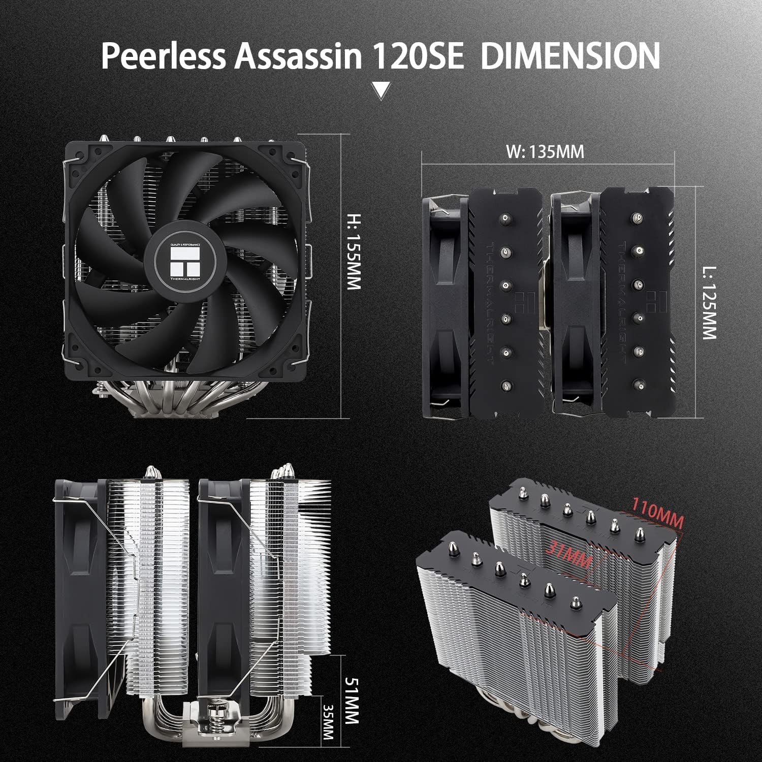 Peerless Assassin 120 SE CPU Cooler, 6 Heat Pipes AGHP Technology, Dual 120mm…