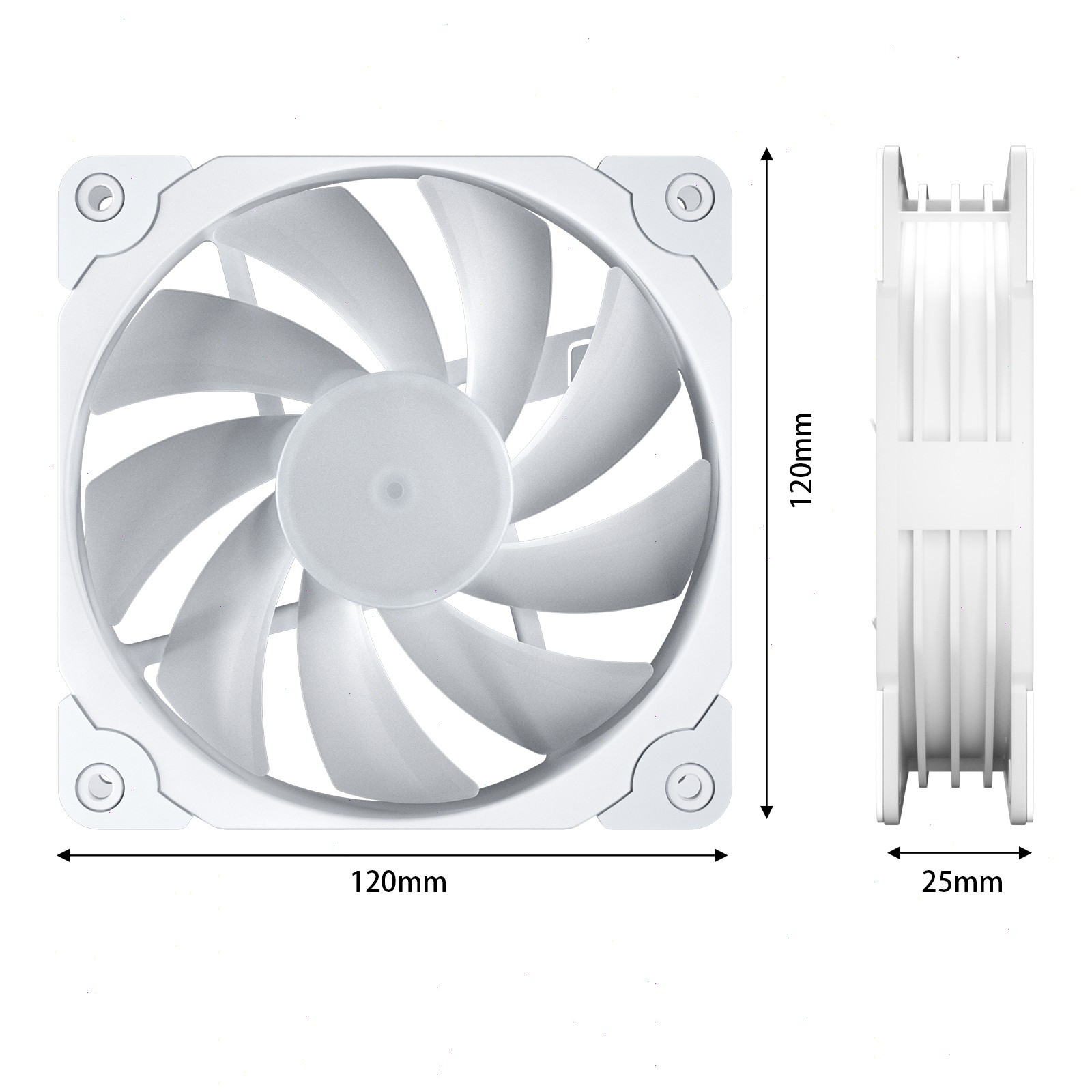 Vetroo 3-Pack Computer Case Fan 120mm ARGB & PWM Fans w/ Controller Hub – White