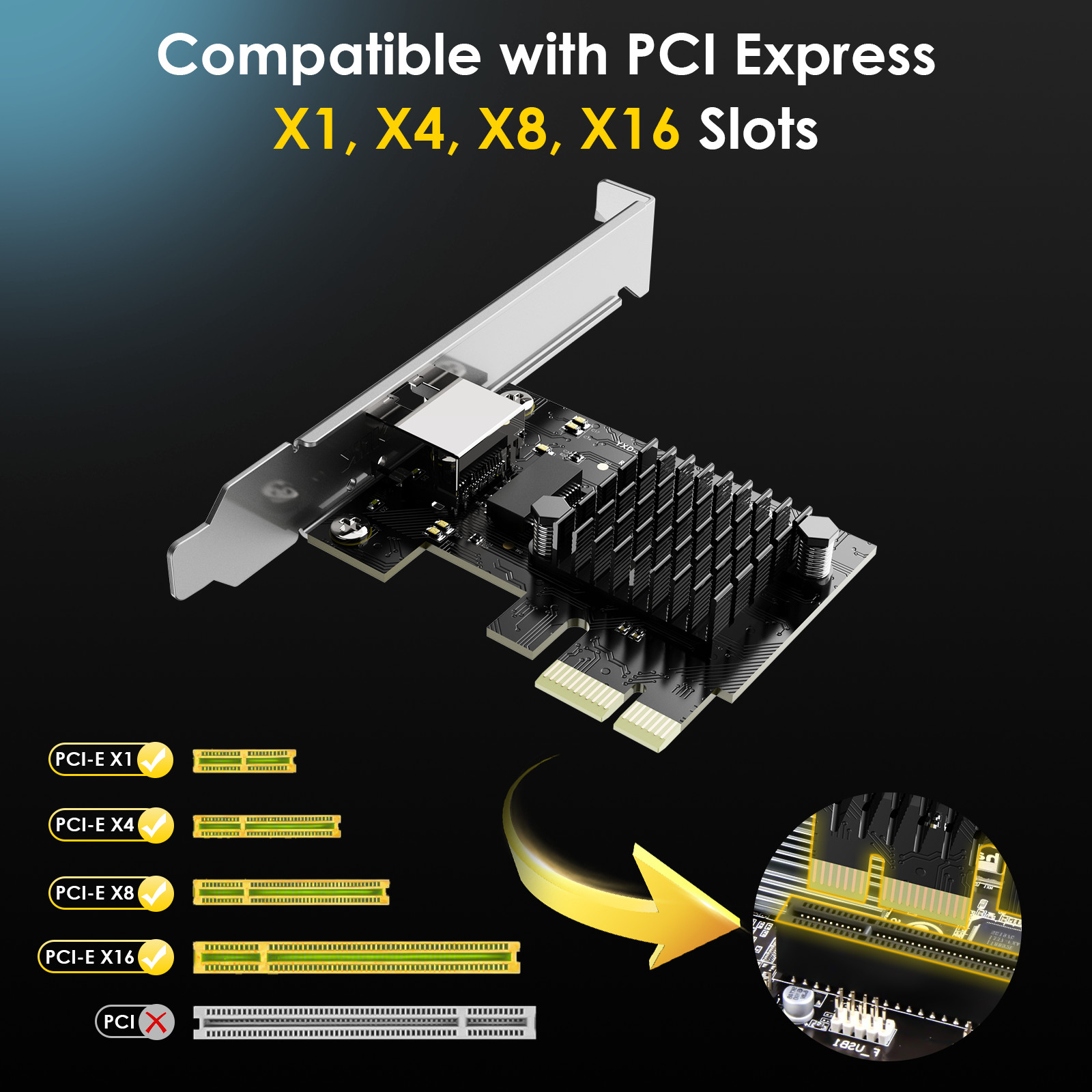 WAVLINK Base-T Network Card M.2 PCIe WIFI 6/7Card LAN Adapter 1000/2500/5000Mbps
