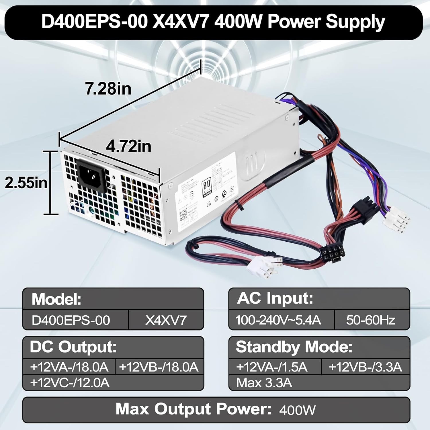New D400EPS-00 400W Power Supply Fors Dell OptiPlex 3000 3900 MT 5000 H400EPS-00