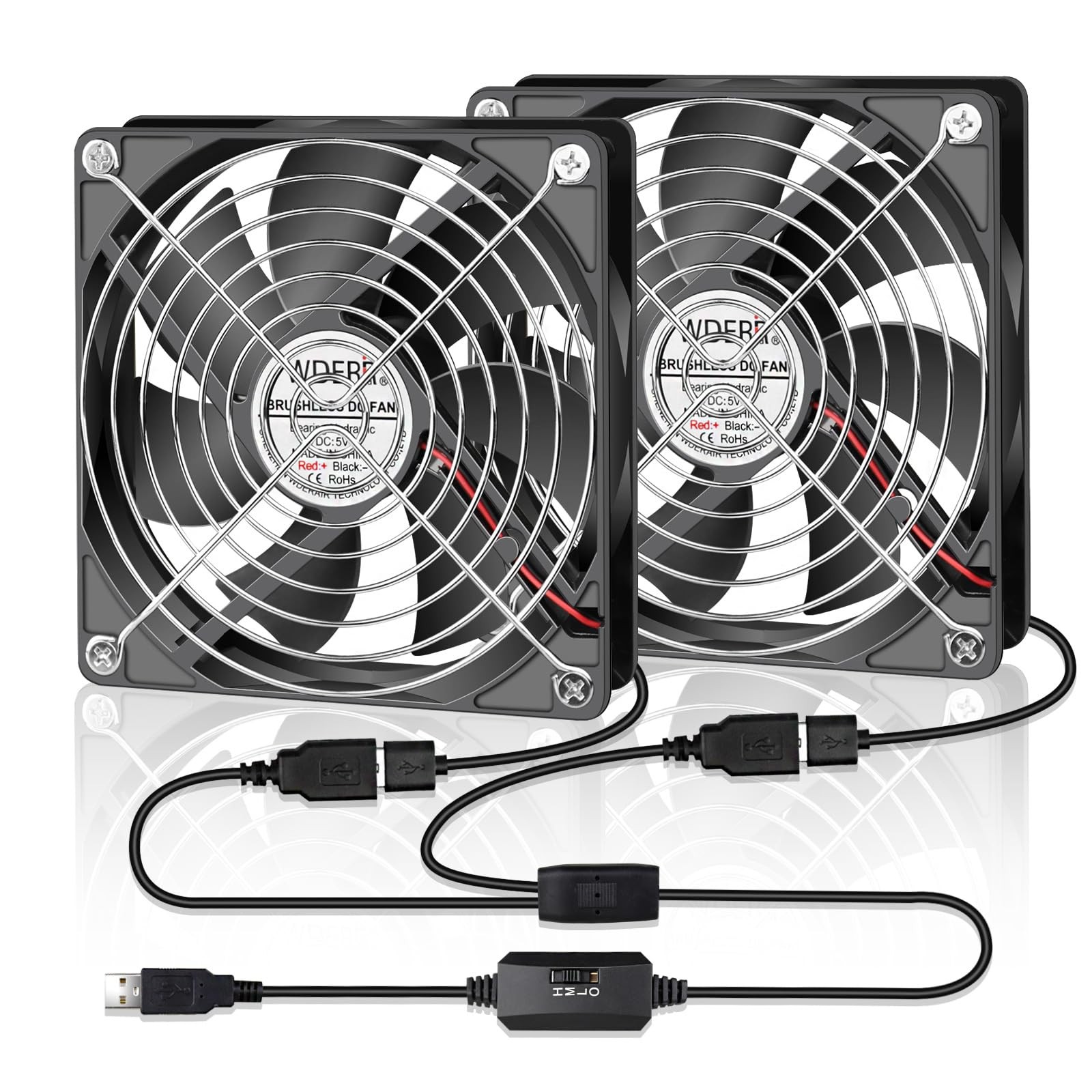 WDERAIR 120mm Computer Case 5V USB Powered Fan, Small Silent Flat Cooler…