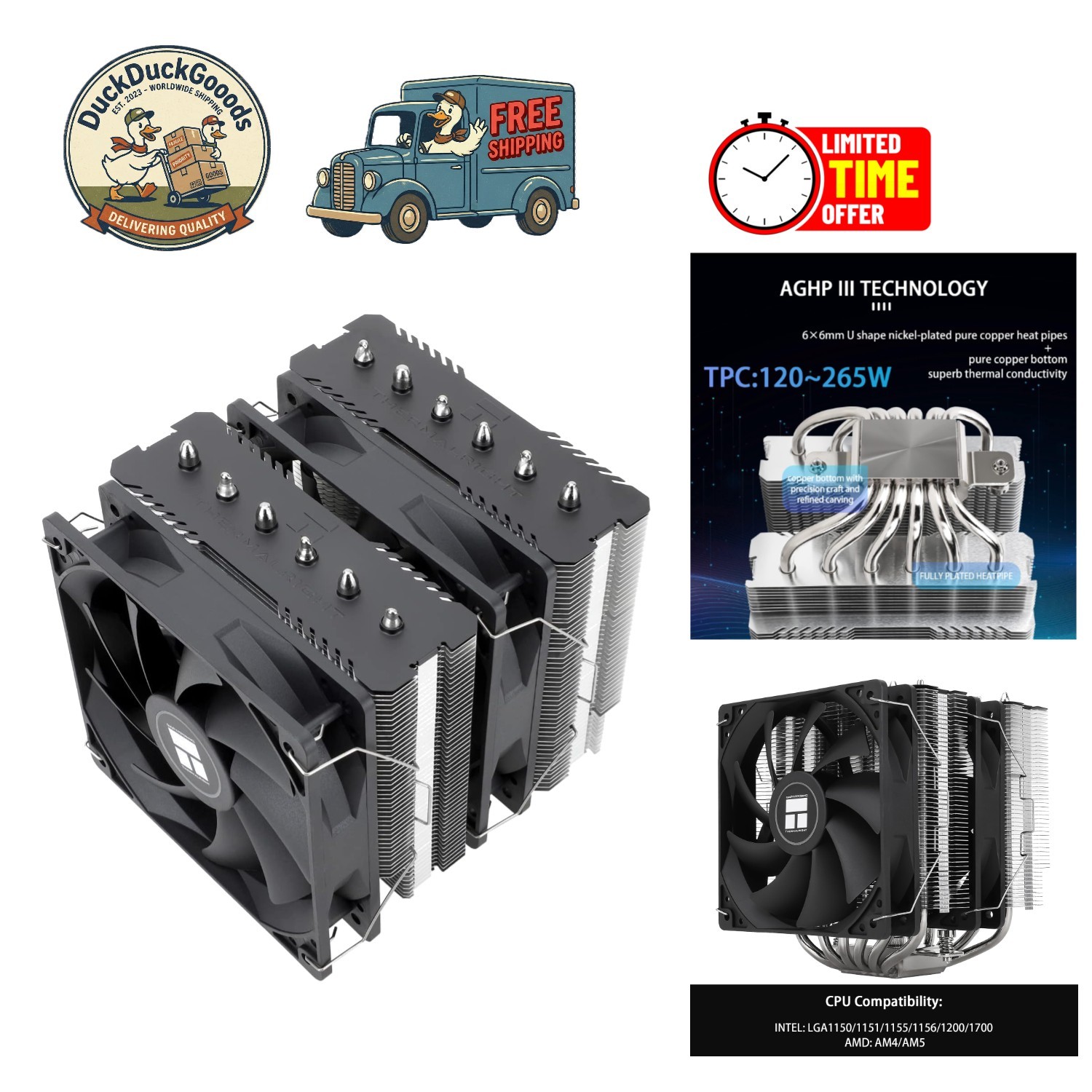 Ultimate Peerless Assassin 120 SE CPU Cooler – 1550RPM with AGHP Technology