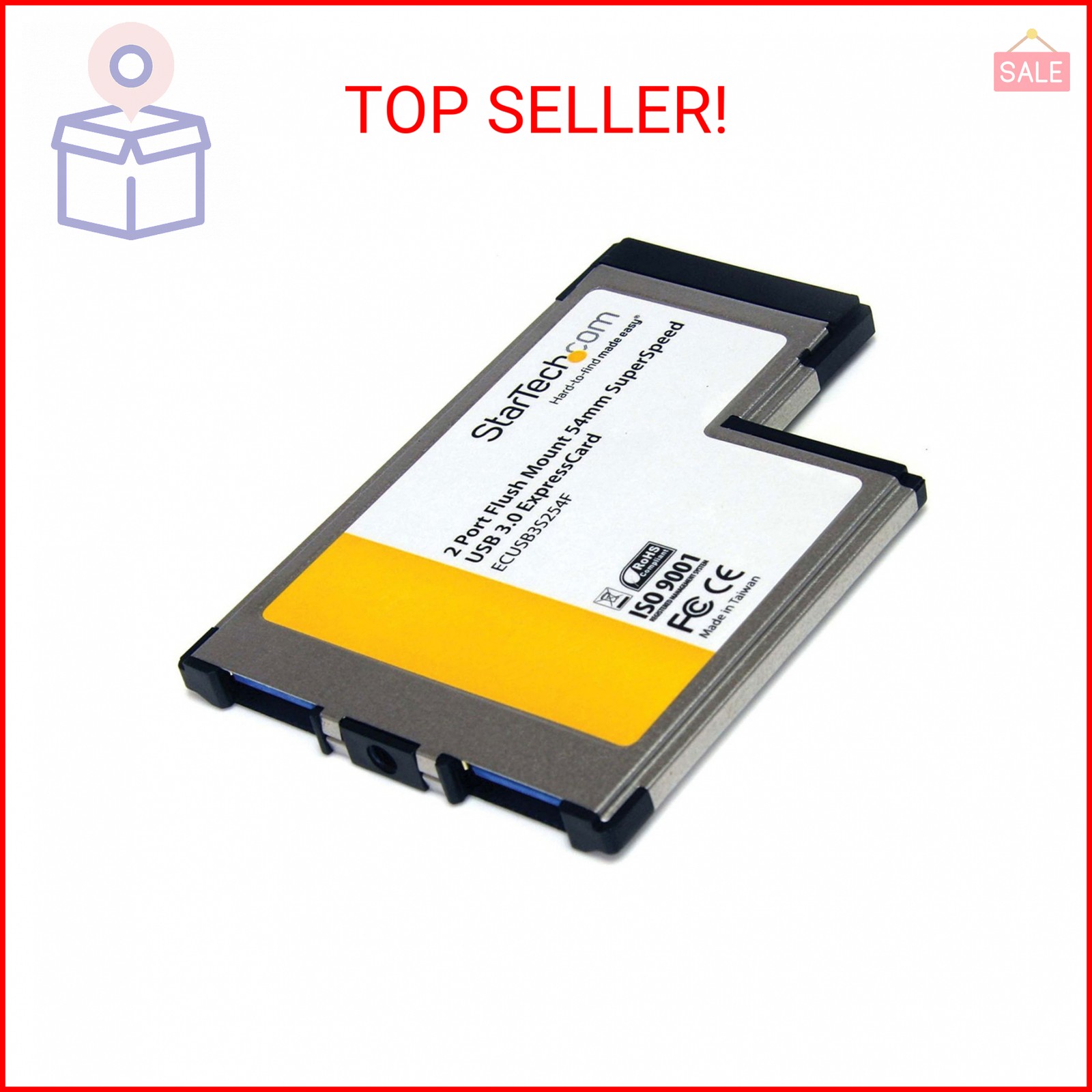 StarTech.com 2 Port Flush Mount ExpressCard 54mm SuperSpeed (5Gbps) USB 3.0 Card