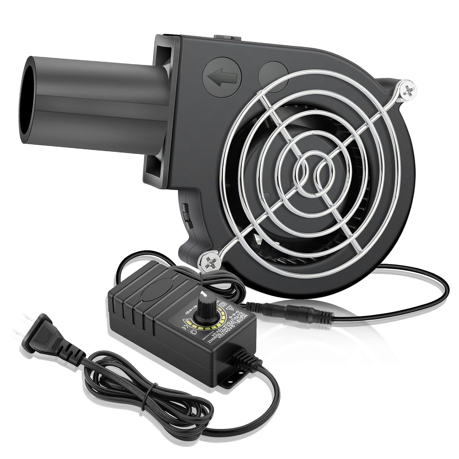 97Mm X 33Mm BBQ Blower Fan 12V with 120V – 240V AC Plug Variable Speed