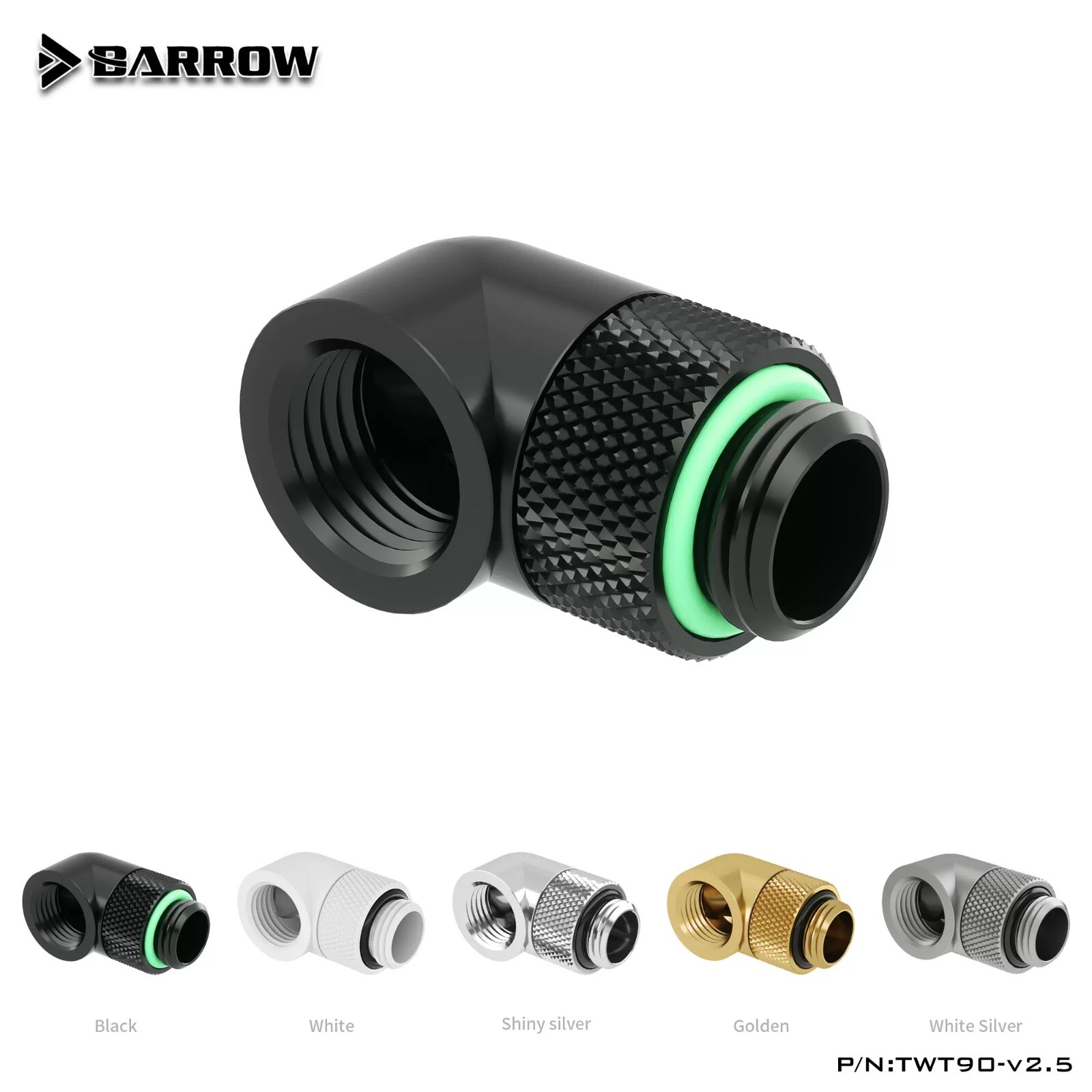 Barrow 90 Degree Angle G1/4″ Rotary Fitting Adapter Swivel for Water Cooling