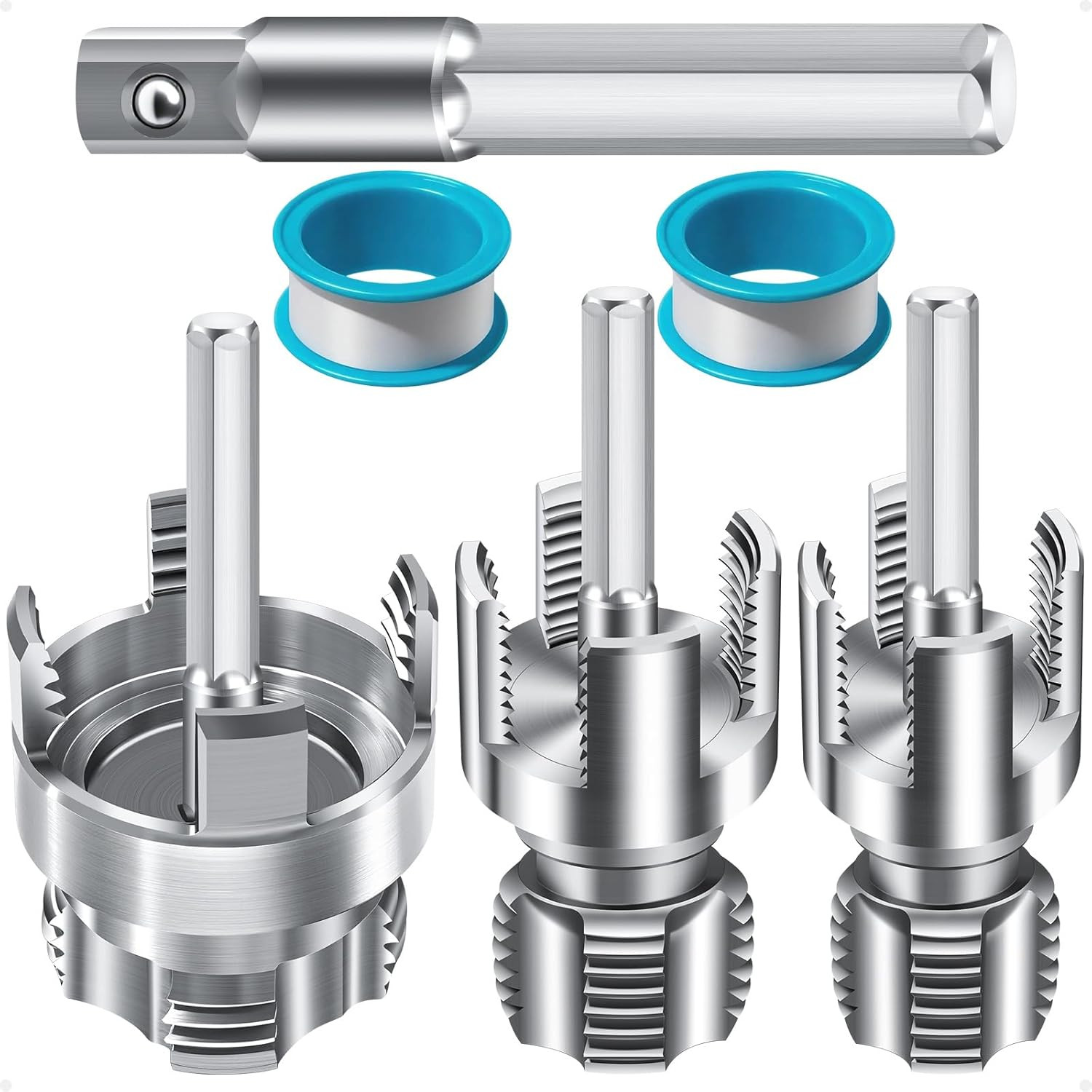 3PCS Internal & External Pipe Threading Tool Set, 1/2» 3/4» 1» PVC Plastic Pi