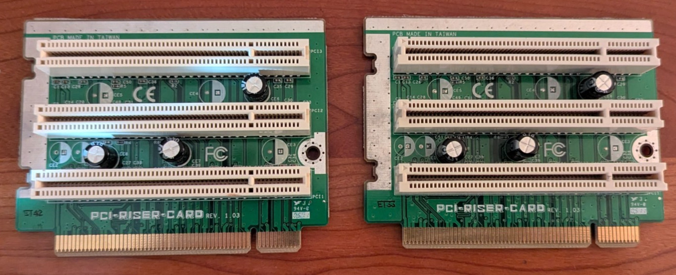 Lot of 2 PCI Riser Cards 3-Slot PCI Expansion Boards REV 1.03